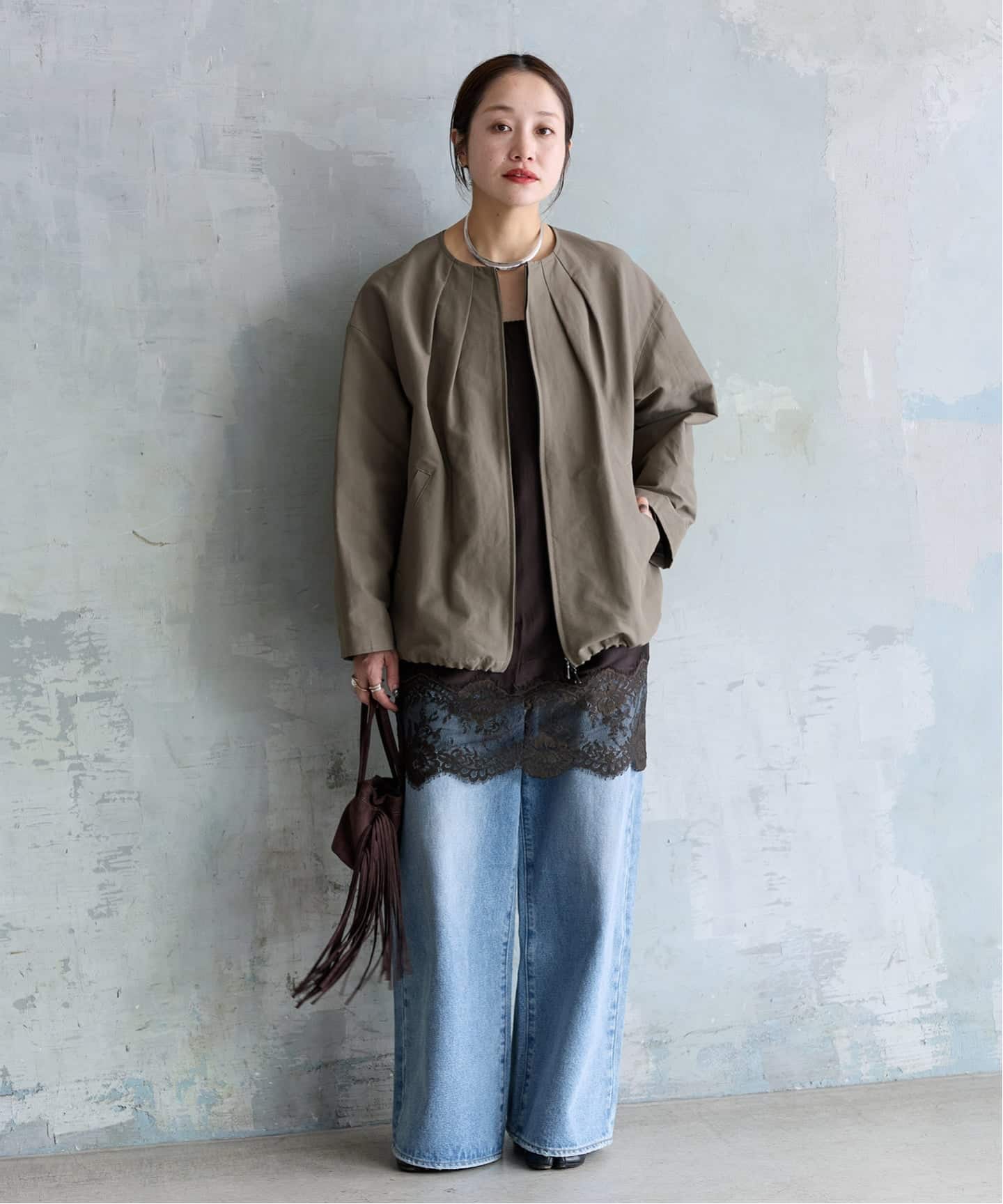 予約》グログランノーカラーコクーンコート（ノーカラーコート