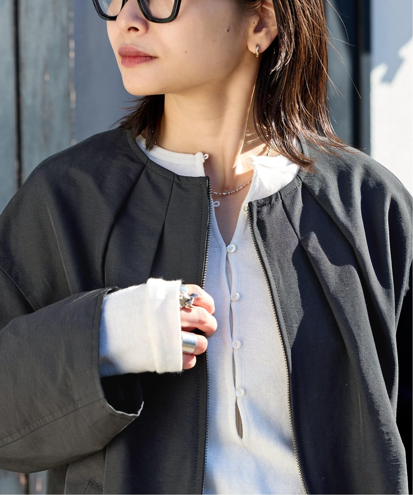 予約》グログランノーカラーコクーンコート（ノーカラーコート