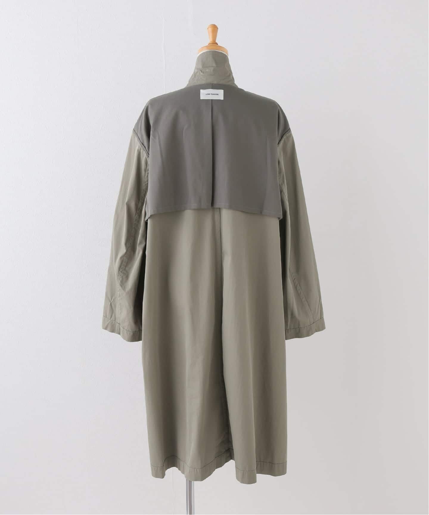 LOW CLASSIC/ロウ クラシック】 Draped trench coat（トレンチコート