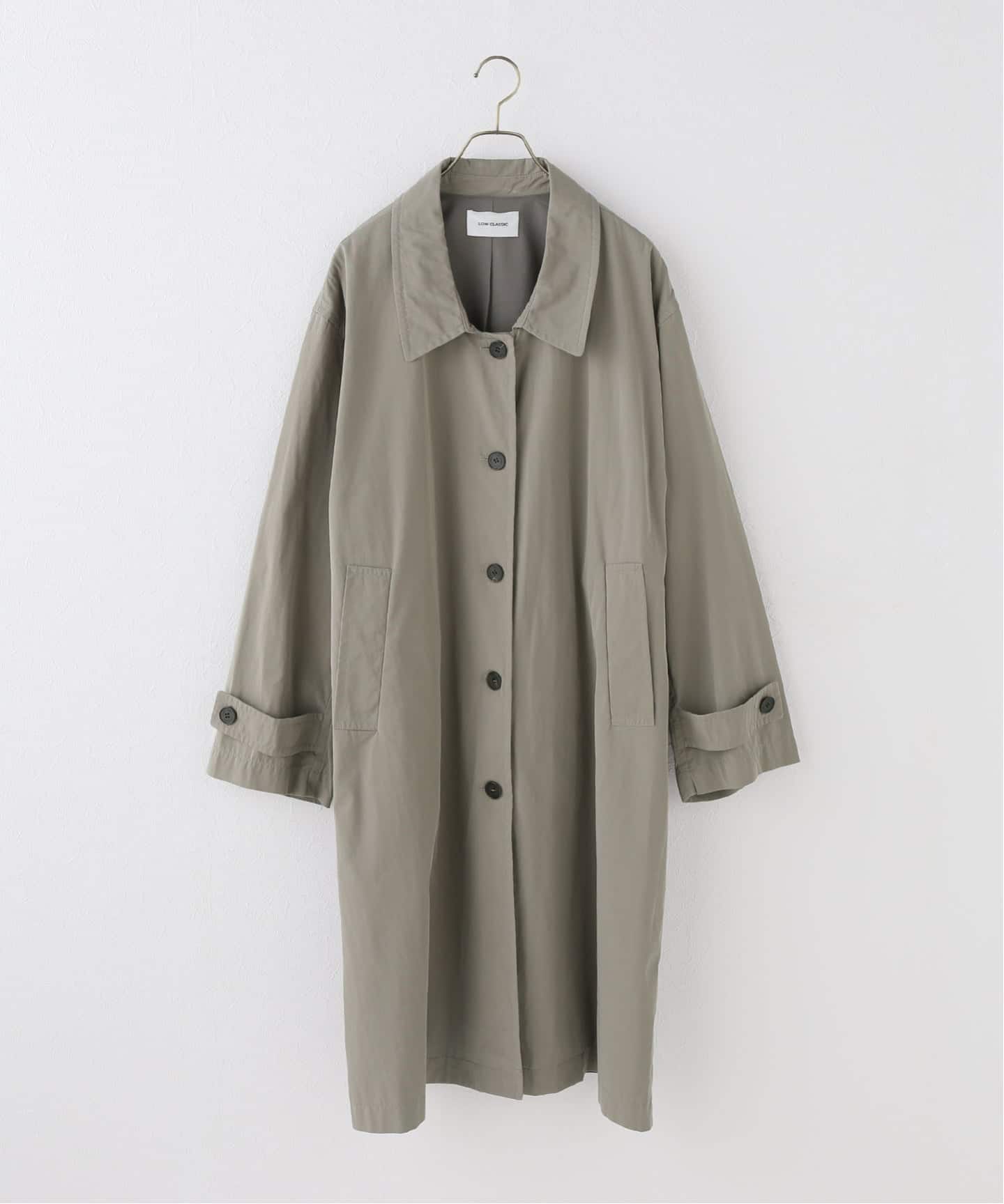 LOW CLASSIC/ロウ クラシック】 Draped trench coat（トレンチコート