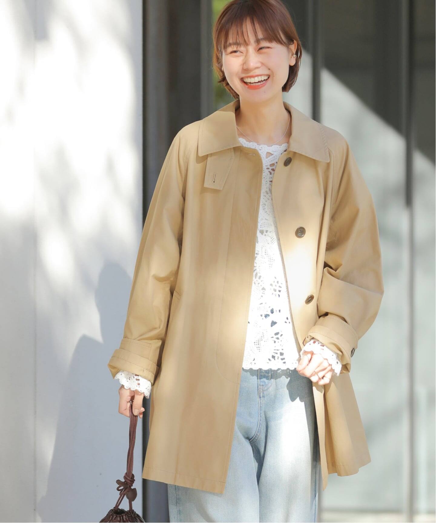 26SS新作］コットンナイロンAラインステンコート（ステンカラーコート