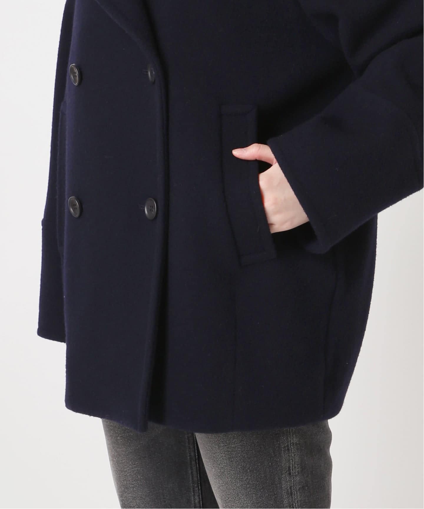 未使用JOURNAL STANDARD relume 尾州ウールショートPコート 予約》尾州ウールスーパー100スタンドPコート（ピーコート）｜JOURNAL