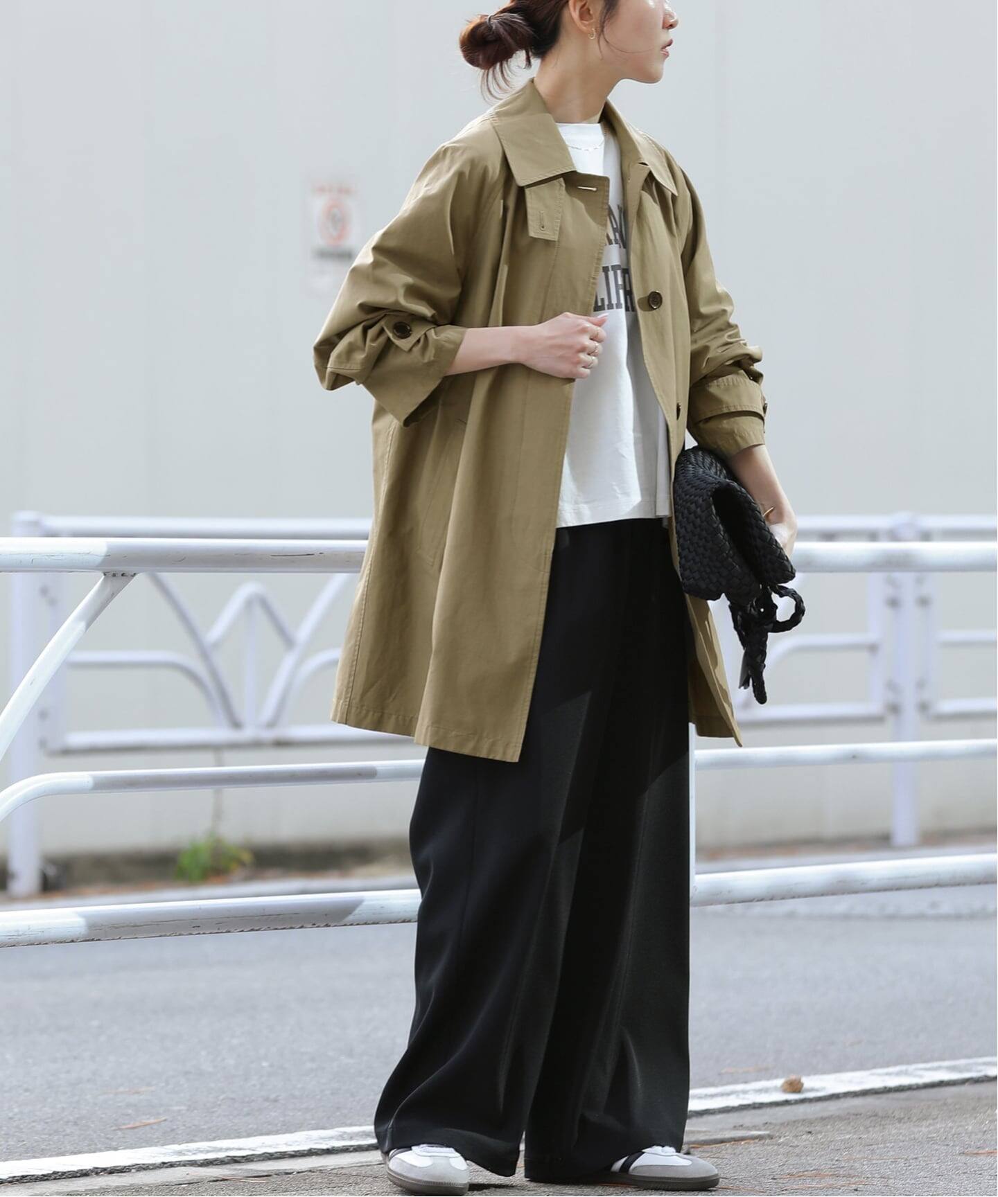 追加》［26SS新作］コットンナイロンAラインステンコート（ステン