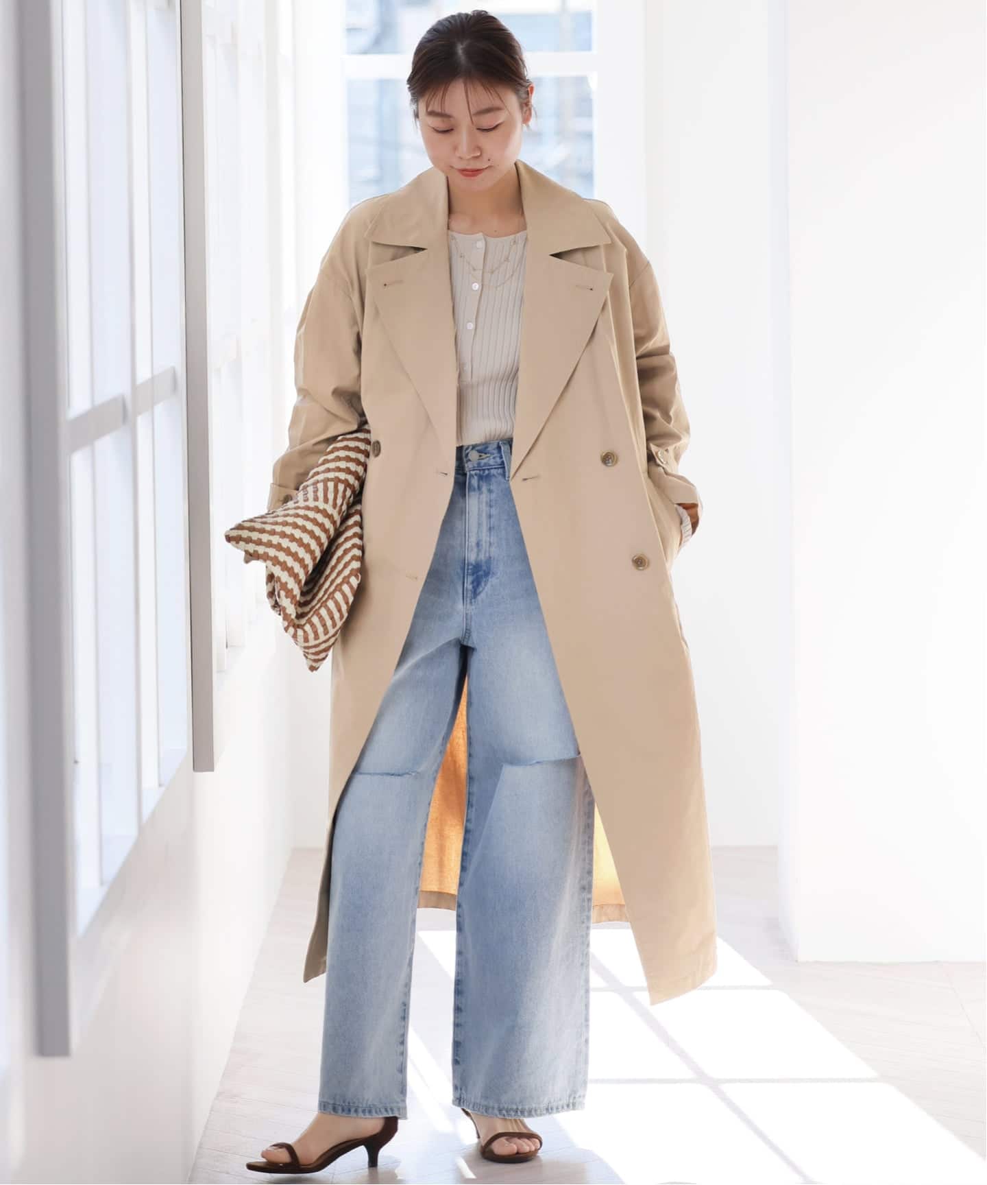 WEB限定追加 / 新色 / 洗濯機洗い可》コットンナイロンライトトレンチ