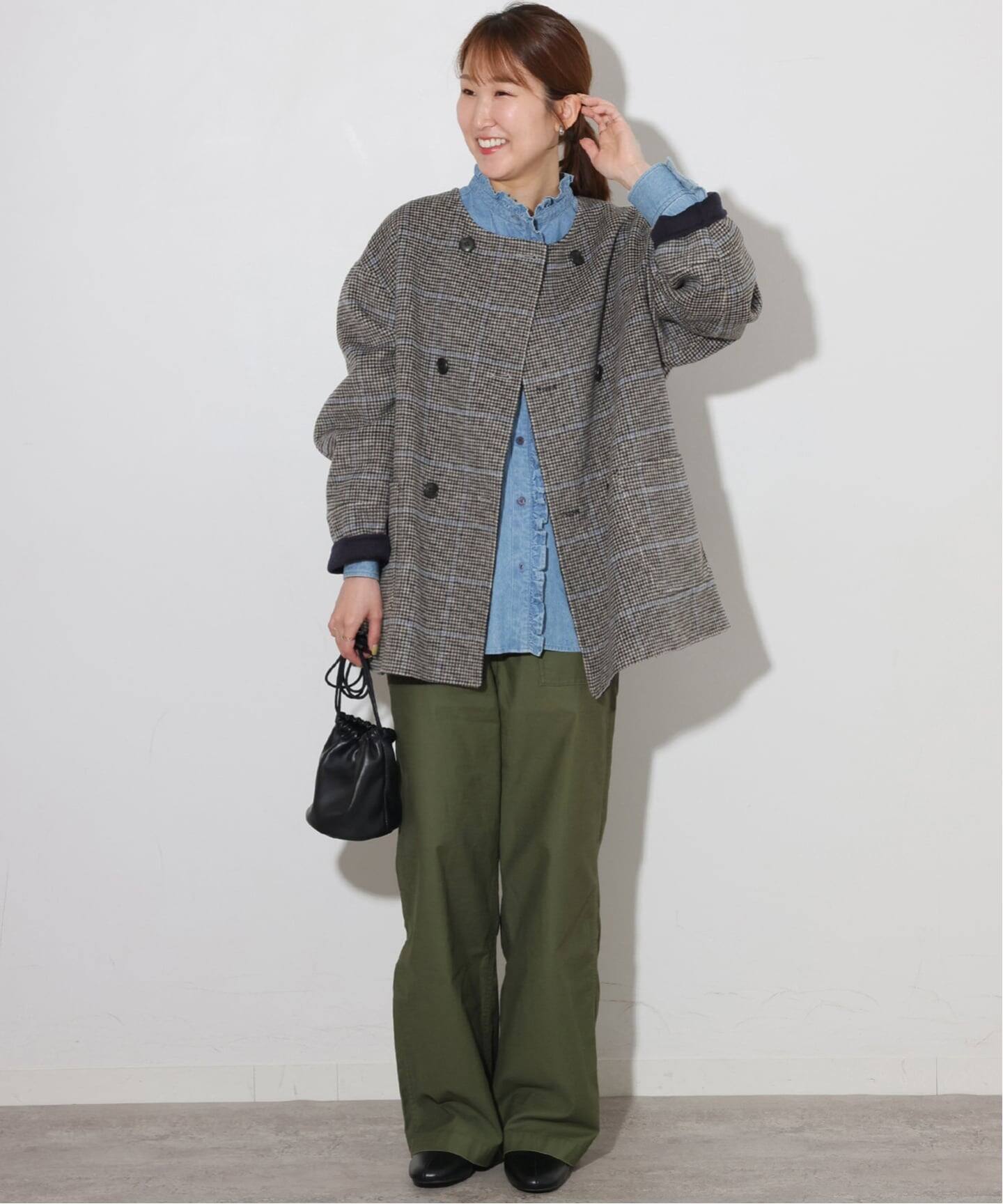 予約》リバーシブルノーカラーショートコート（ノーカラーコート 