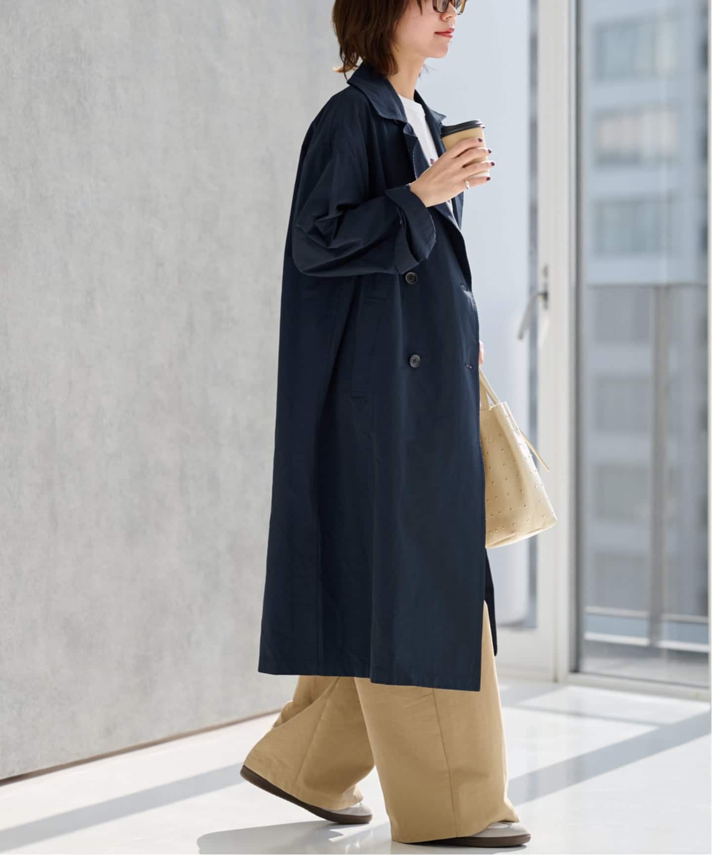 追加2》［洗濯機洗い可］コットンナイロンライトトレンチコート