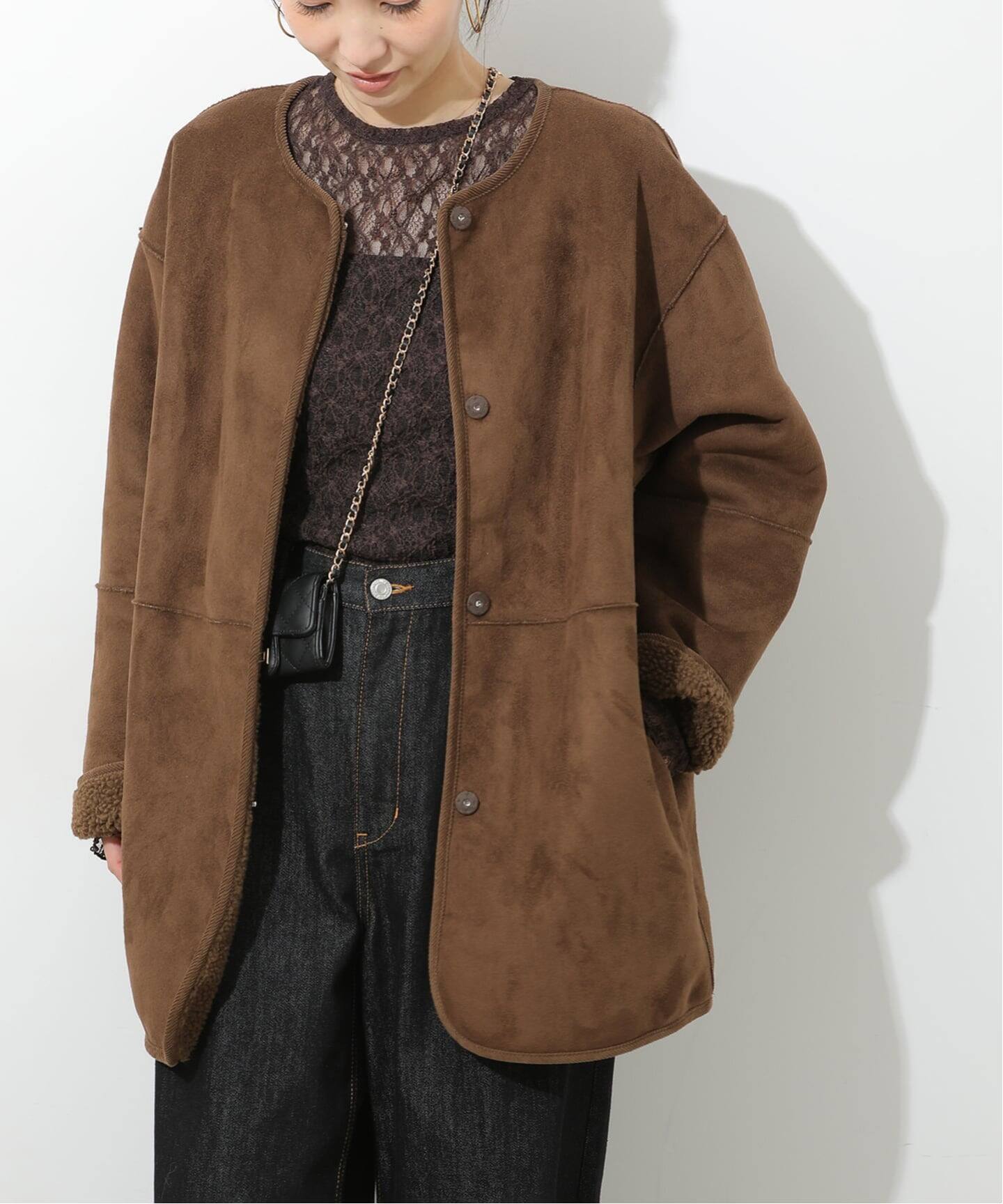 予約》リバーシブルフェイクムートンコート（ムートンコート 