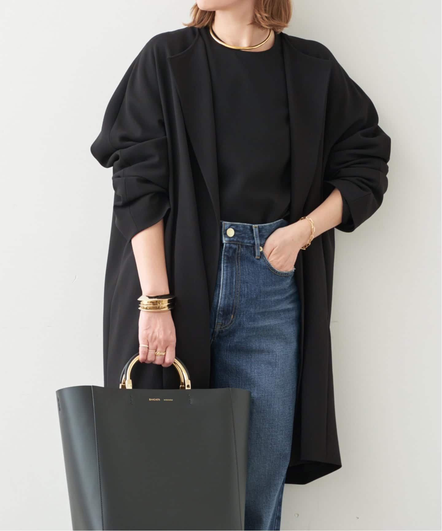 【1回着用のみ】Deuxieme Classe トリアセジョーゼットコート 黒 Deuxieme Classe（ドゥーズィエムクラス）の「トリアセジョーゼット