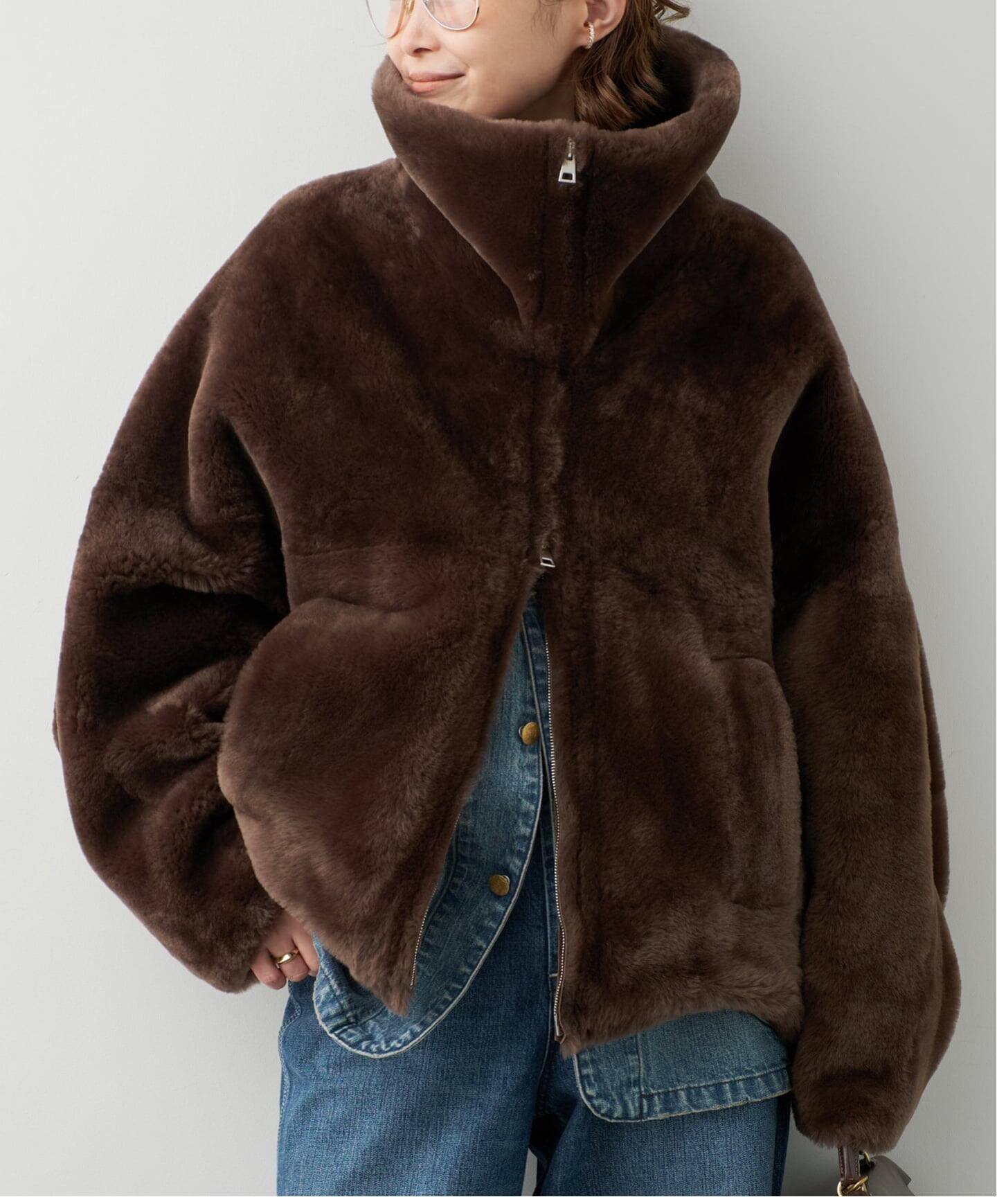 BLANCHA/ブランカ】Straight merino shearling jacket（ムートンコート