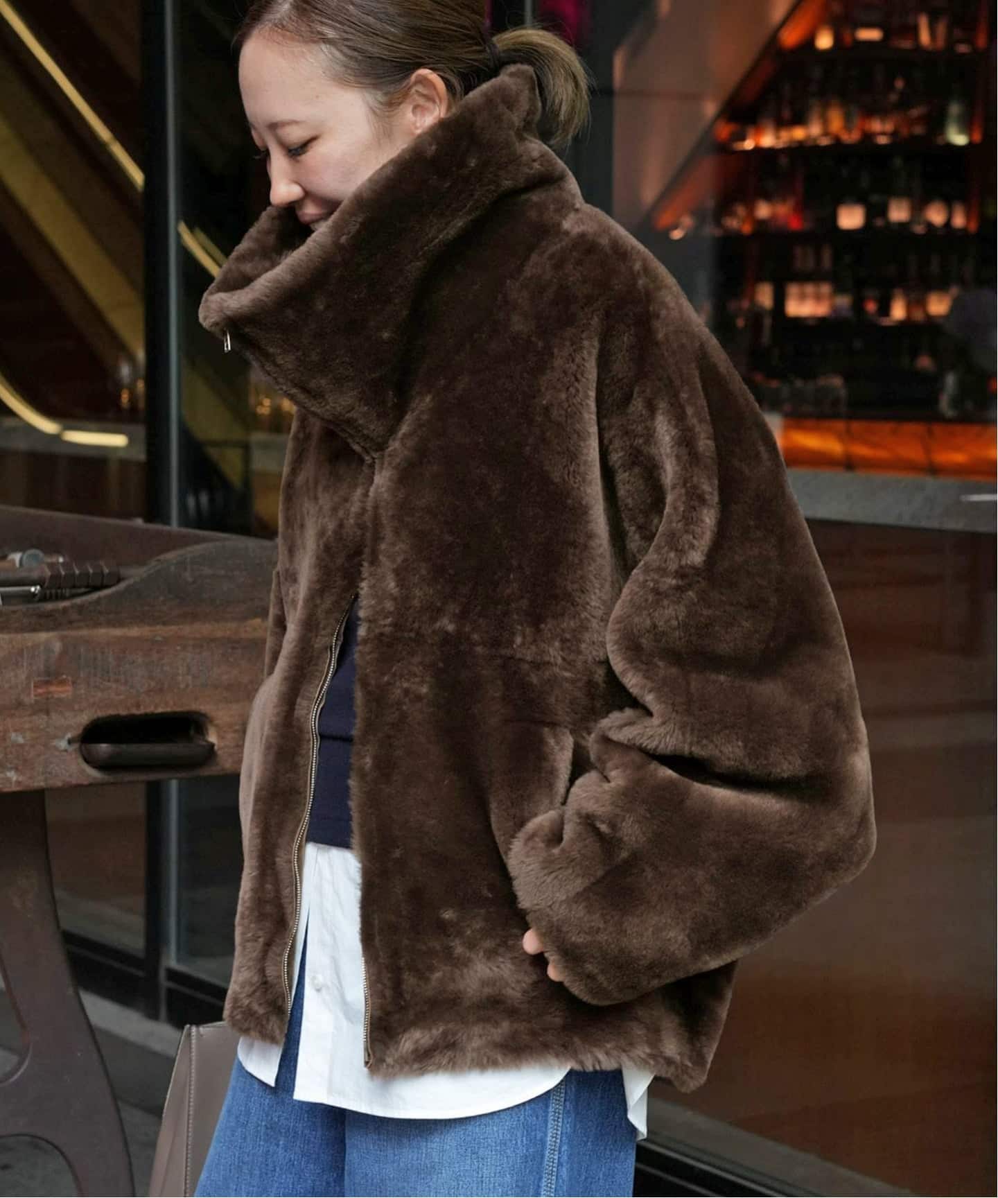 BLANCHA/ブランカ】Straight merino shearling jacket（ムートンコート