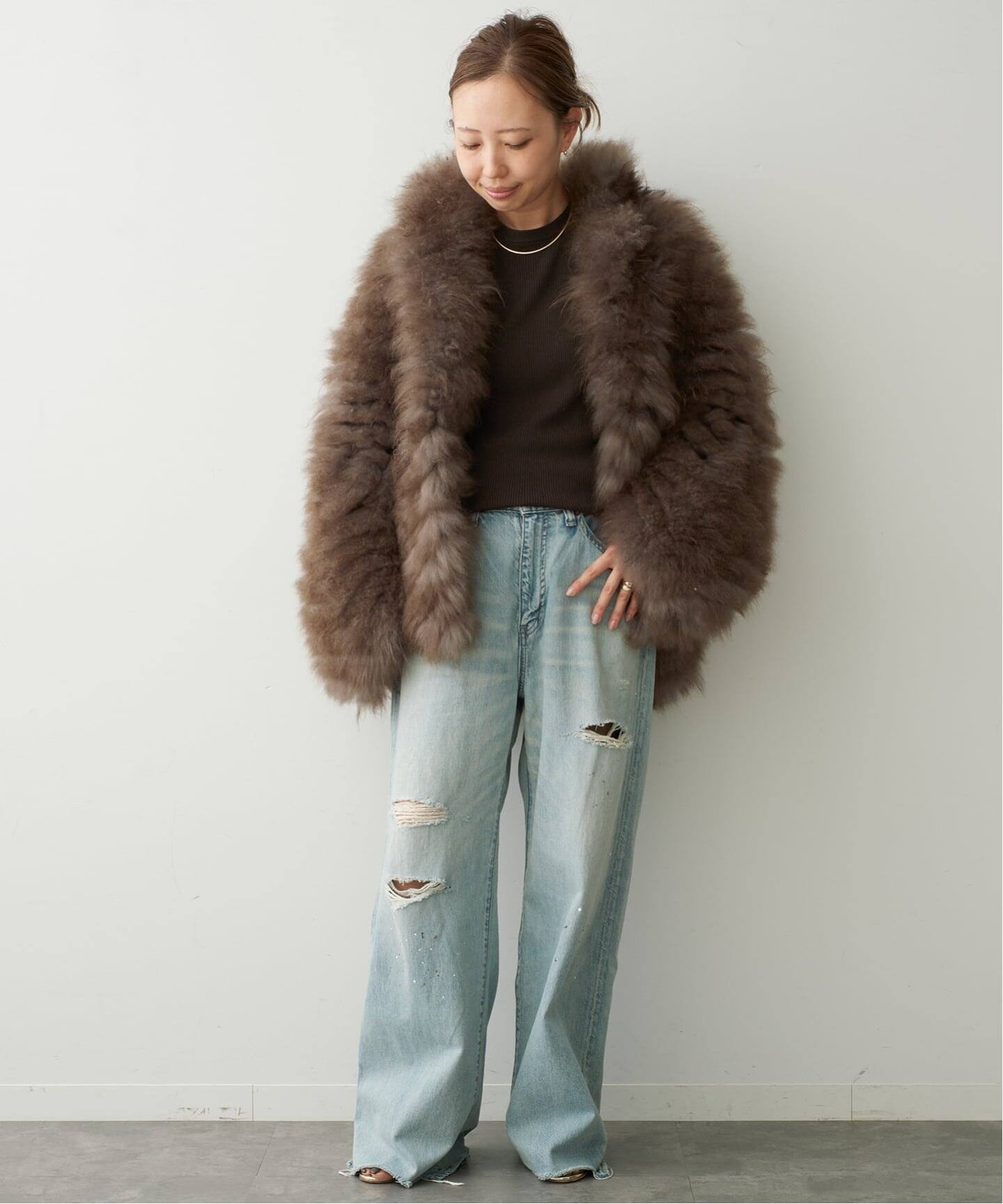 SIMONETTA RAVIZZA/シモネッタラヴィッツァ】CASHMERE GOAT FUR JACK 