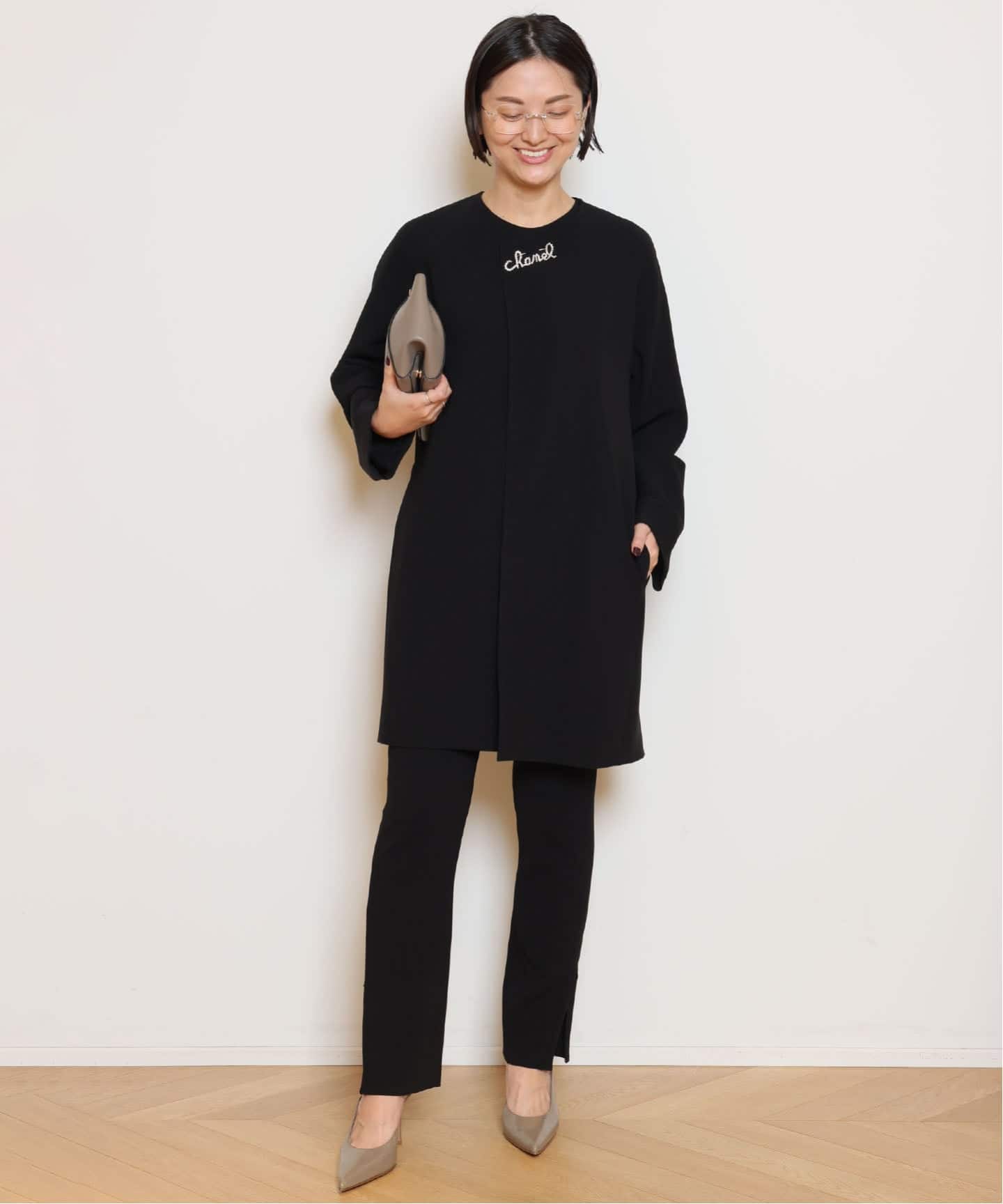 トリアセGG ノーカラー ハーフコート（ノーカラーコート）｜MUSE de