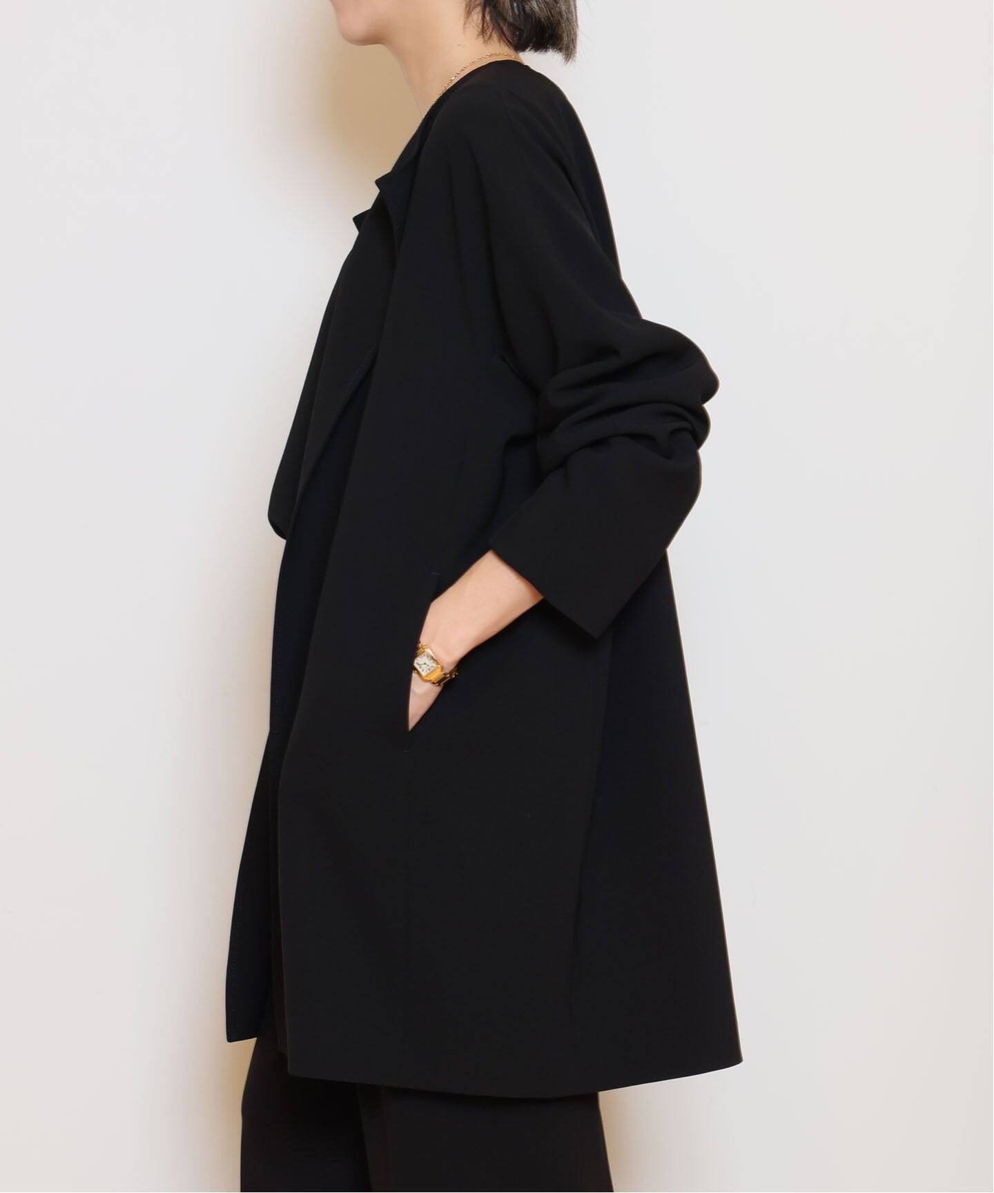 トリアセGG ノーカラー ハーフコート（ノーカラーコート）｜MUSE de