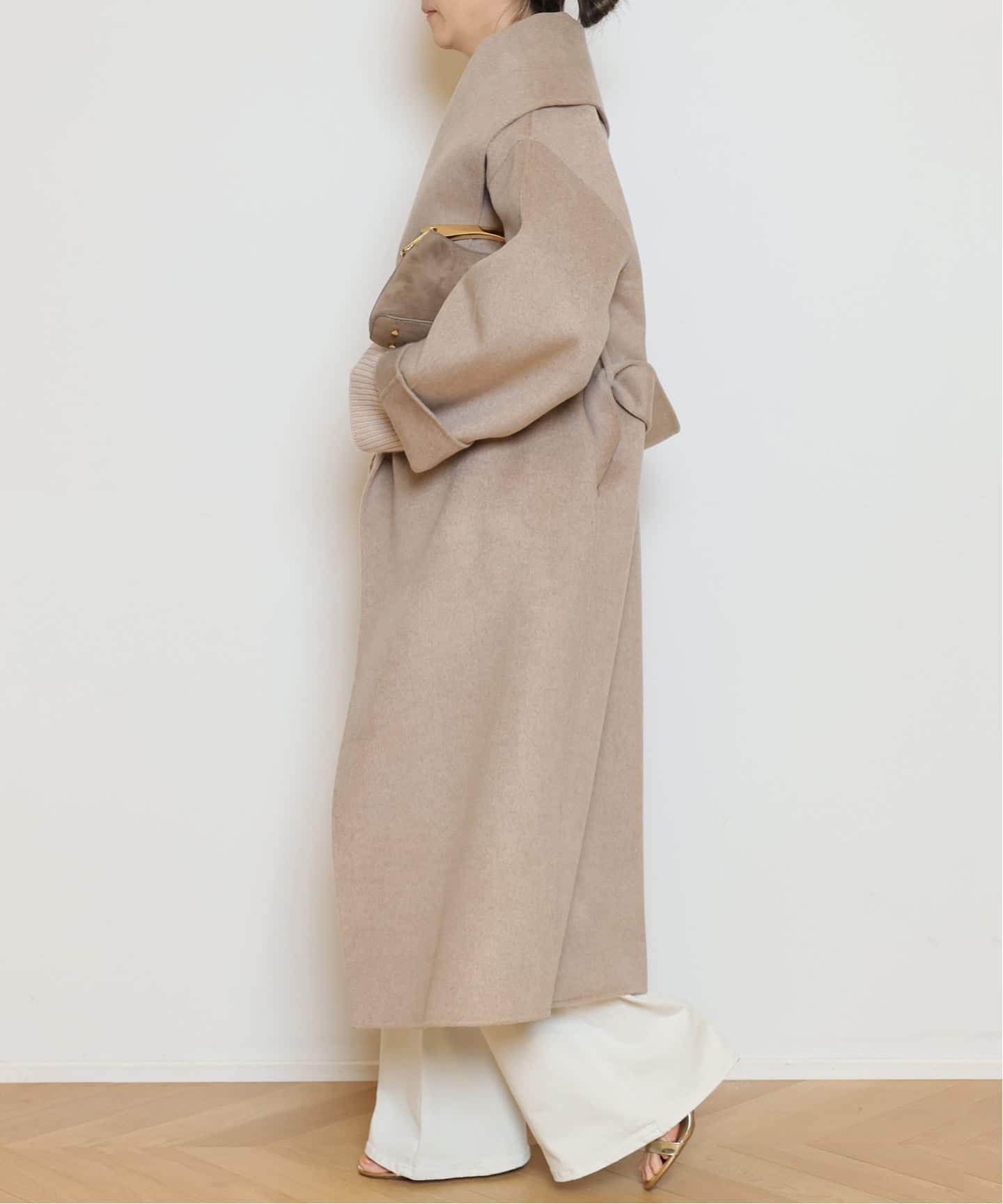 【新品・未使用】ALMA ROSA COAT★ロングコート　イエロー　42 ALMA ROSA/アルマ ローザ】LONG SHAWL GOWN コート（その他ブルゾン