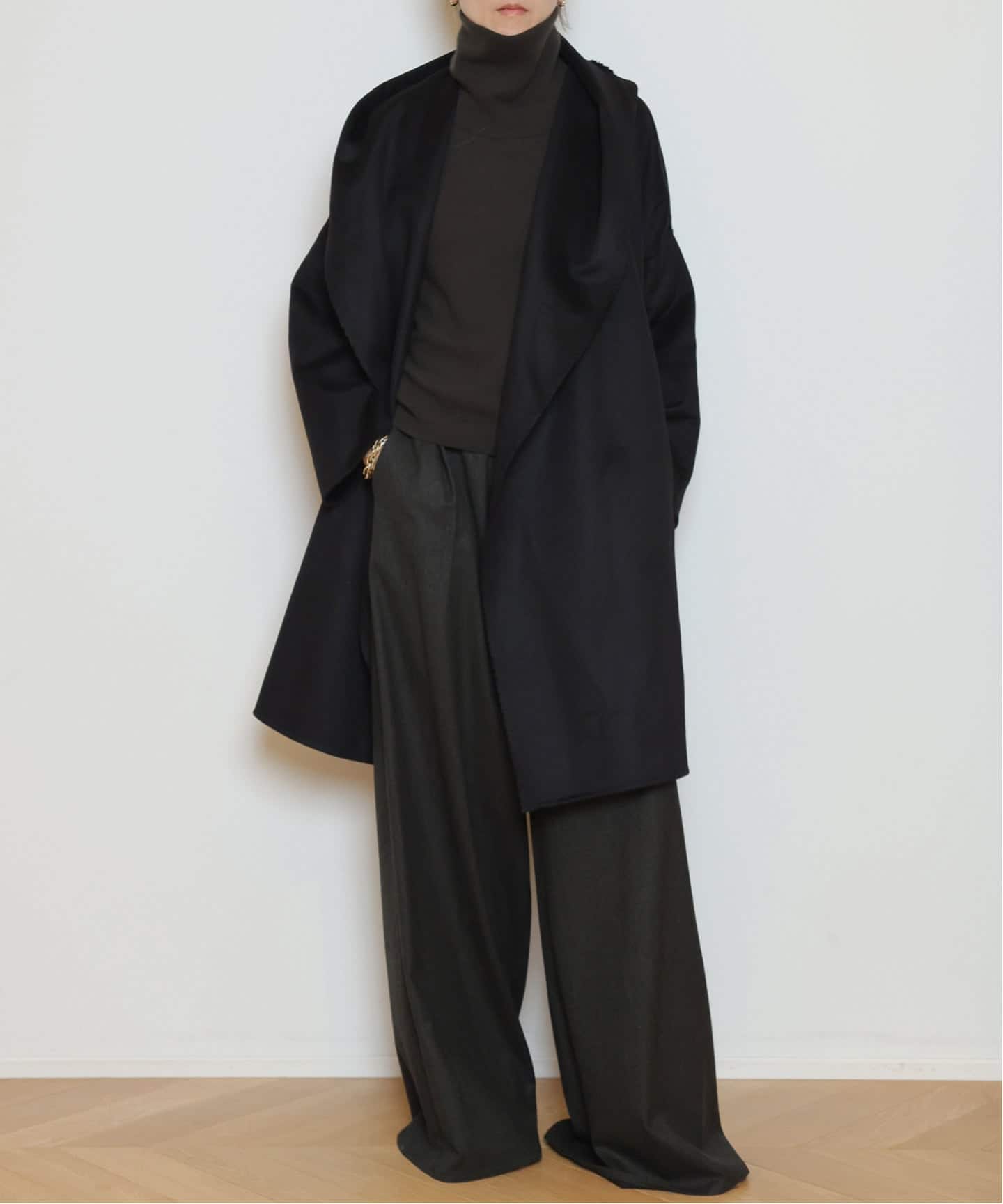 DUSAN/ドュサン】 DOUBLE CASHMERE HOODED ロングコート（フードコート