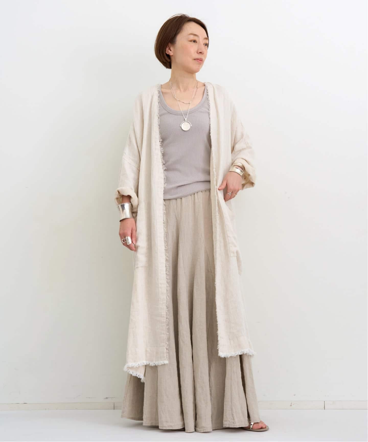 MAISON DE VACANCESメゾンドバカンス L'Appartementアパルトモン購入2021SS Linen Gawnリネンガウン【フリー】【LTSA76462】 MAISON DE VACANCES/メゾン ド バカンス】 FRINGE GAWN（その他