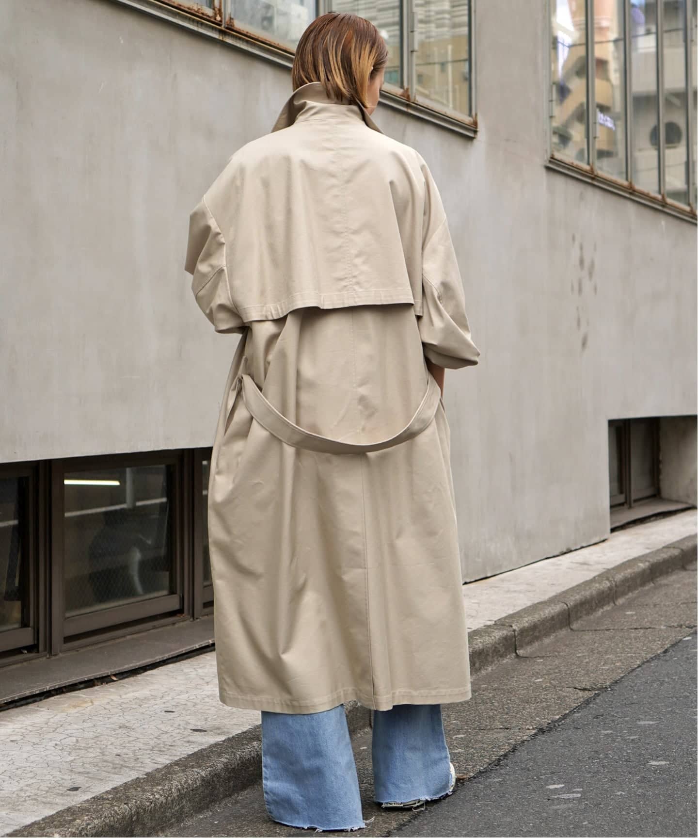 UMARMUNG/ウンマームン】CONVERTIBLE COLLAR OVERSIZED TRENCH COAT