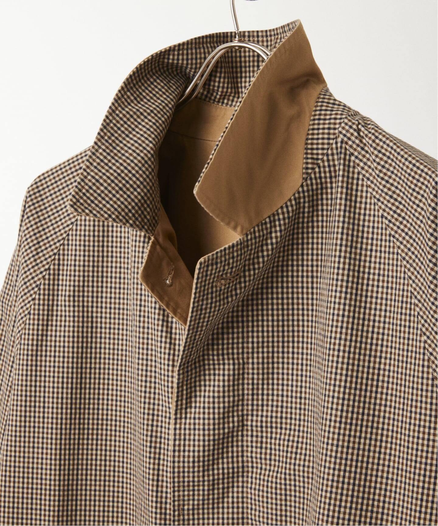 チェック柄 リバーシブル ステンカラーコート 予約》チェック リバーシブル ステンカラー コート（ステンカラー