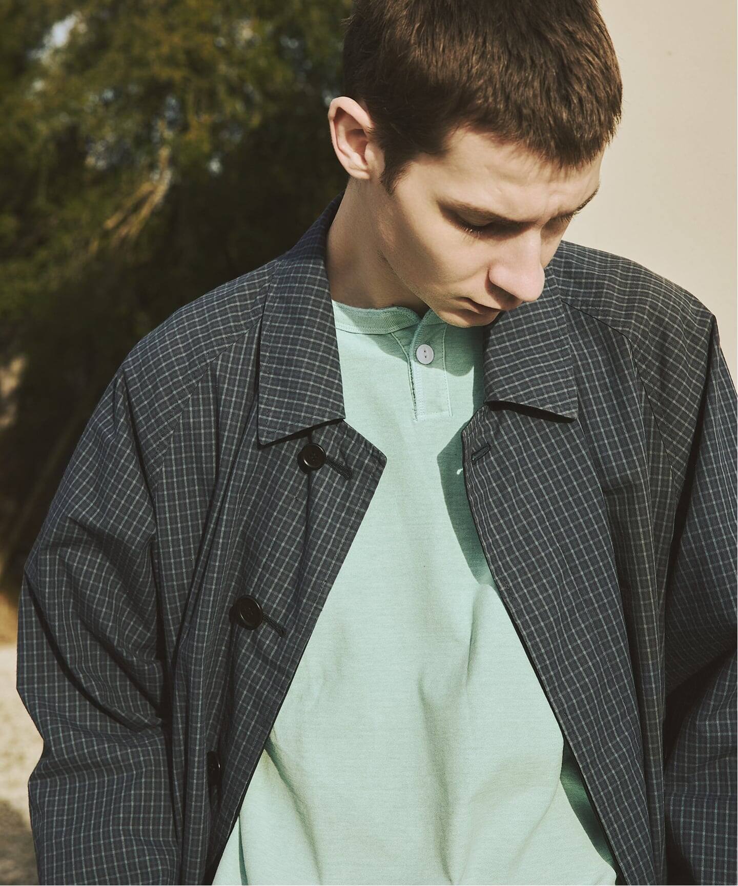 チェック リバーシブル ステンカラー コート（ステンカラーコート