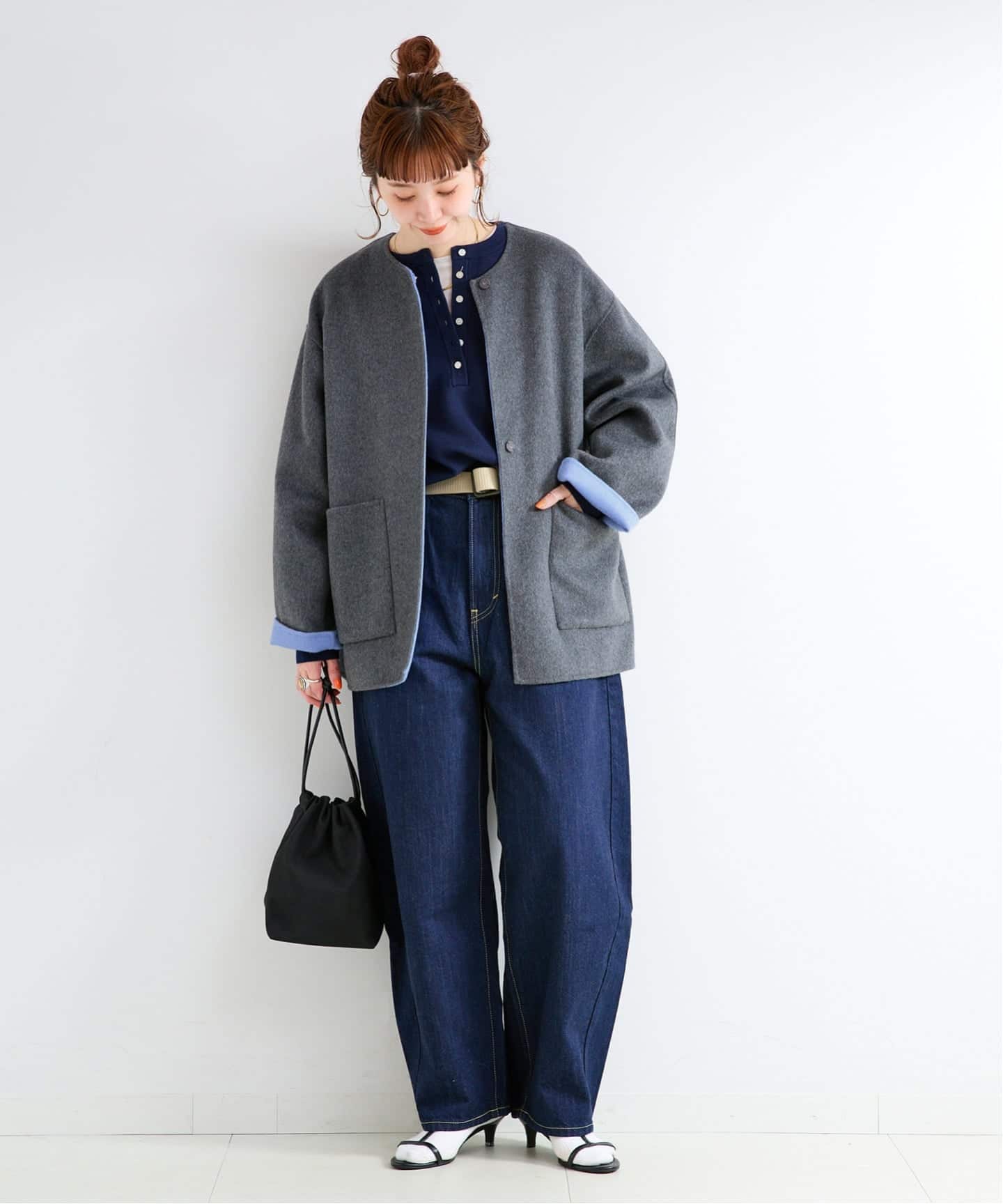 追加2》S120ブレンドショート丈リバーシブルコート（ノーカラーコート