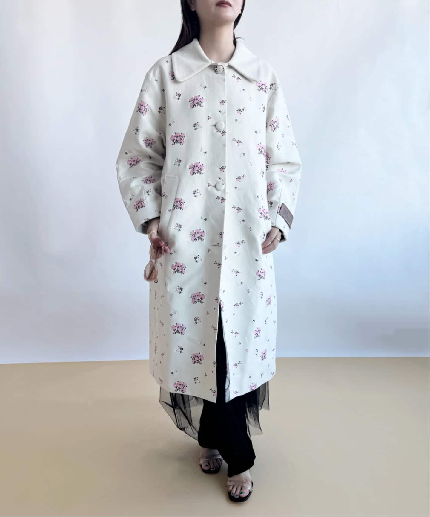 新品未着用 ANEVER フラワープリントロングレインコート　フリーサイズ BAUM UND PFERDGARTEN/バウム ウンド ヘルガーデン】PRE フラワー