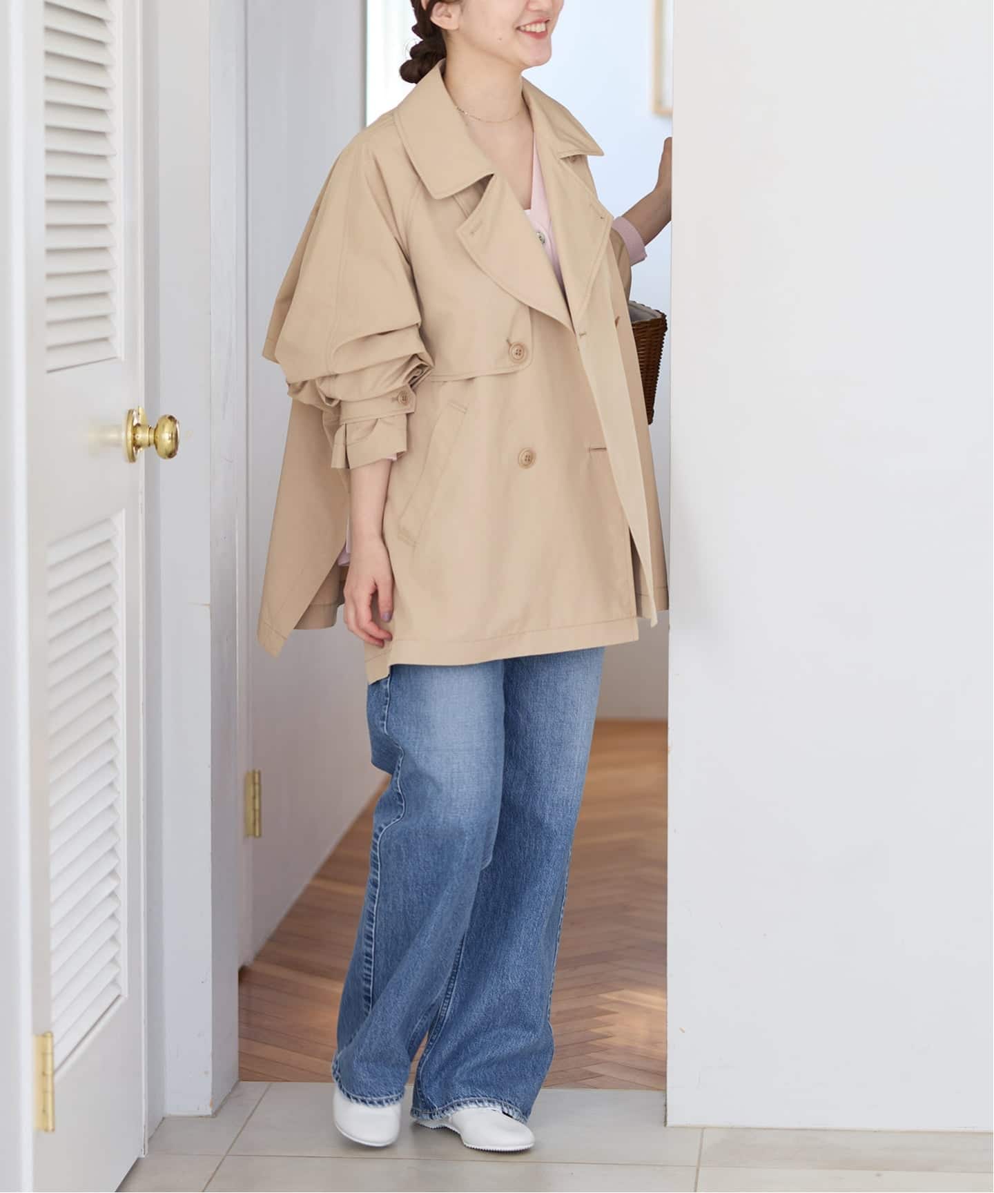 新色あり/追加4/洗濯機洗い可》ポプリンオーバーショートコート