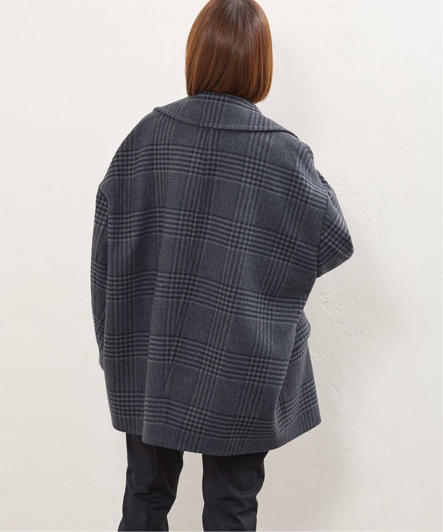 美品✨イエナ　22AW ダブルブレストジャケットコート　紺　38 オーバーサイズ 完全受注生産】SO ダブルブレストオーバーコート（その他ブルゾン