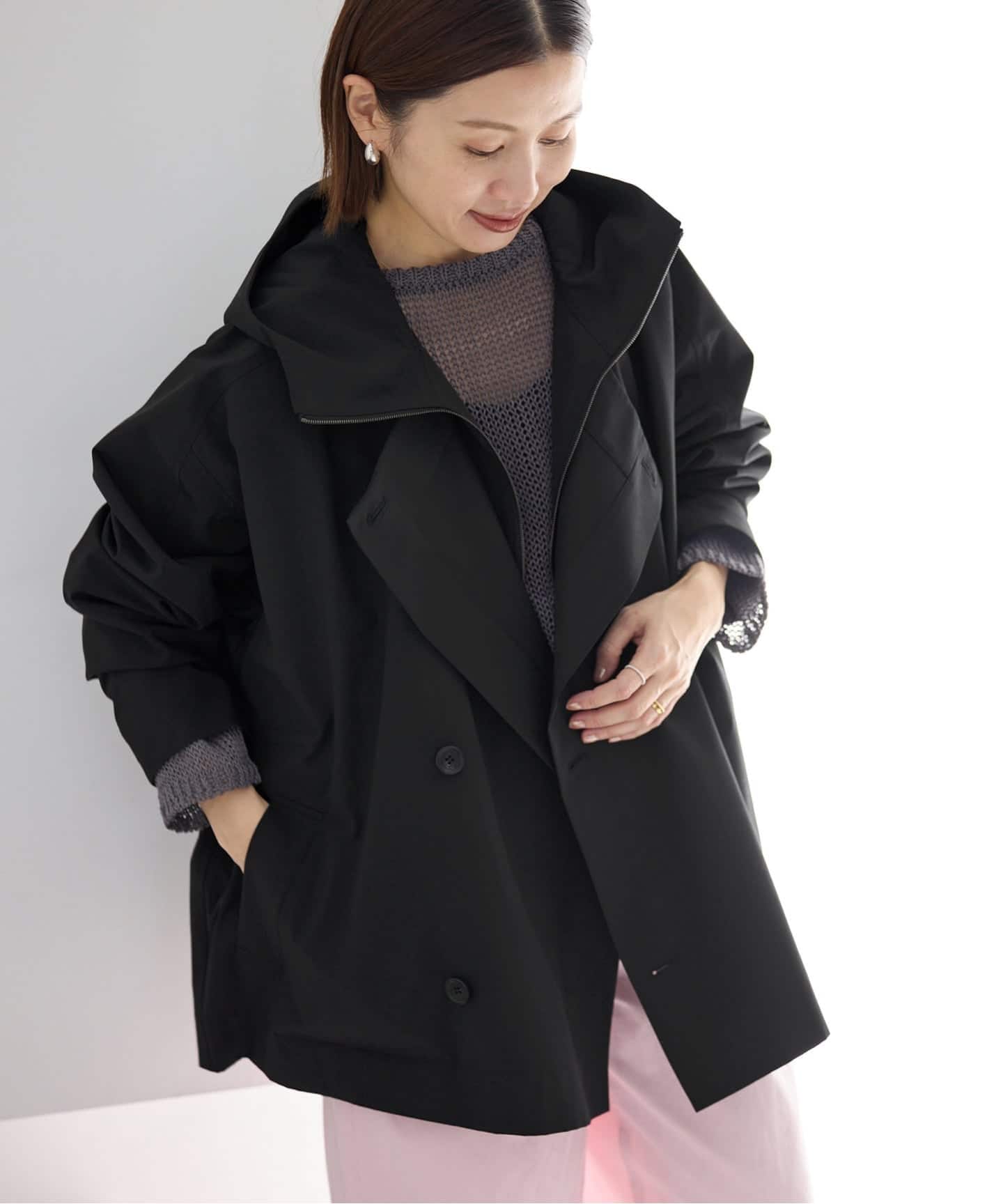 【VACHEMENT】2Wayタフタショートコート　ヴァシュモン VACHEMENT 美品 ヴァシュモン リサイクル シェル タフタ 2WAYフード