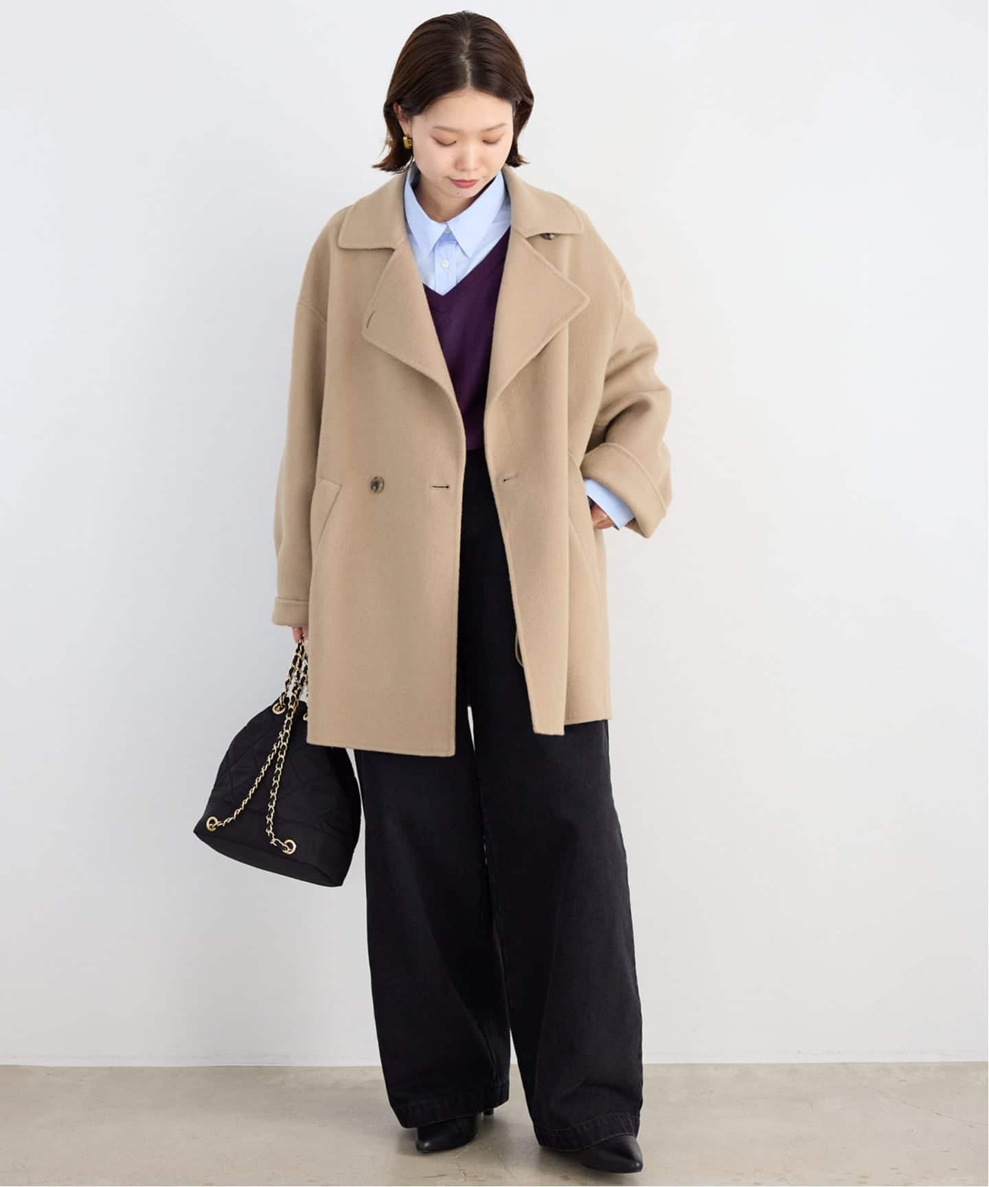 SLOBE IENA ダブルフェイスミドルコート シリーズあり/追加予約》souple wool ダブルフェイスミドルコート