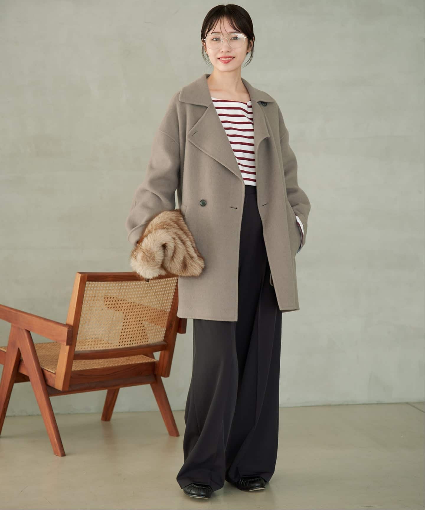 SLOBE IENA ダブルフェイスミドルコート シリーズあり/追加予約》souple wool ダブルフェイスミドルコート