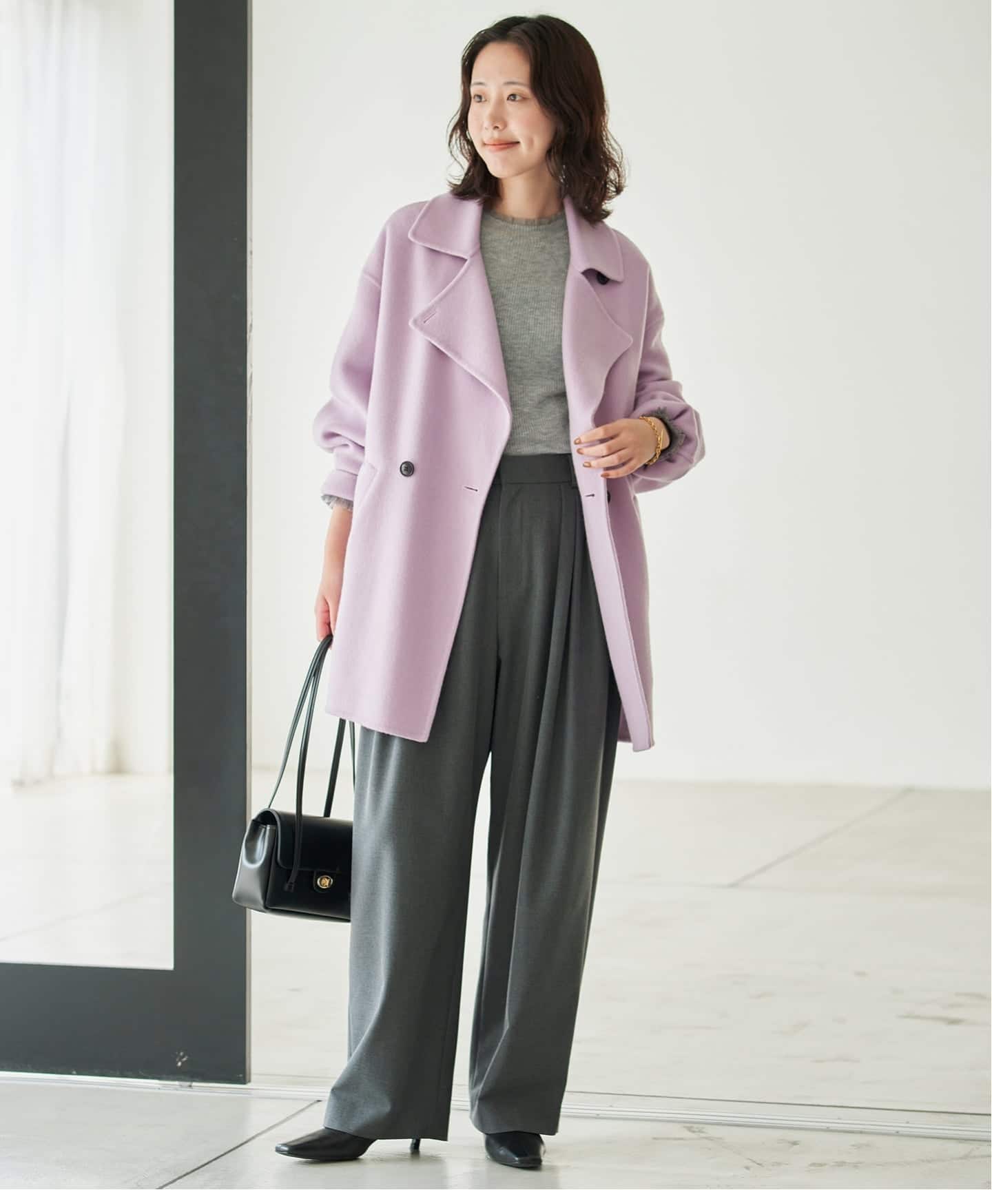シリーズあり/追加予約》souple wool ダブルフェイスミドルコート