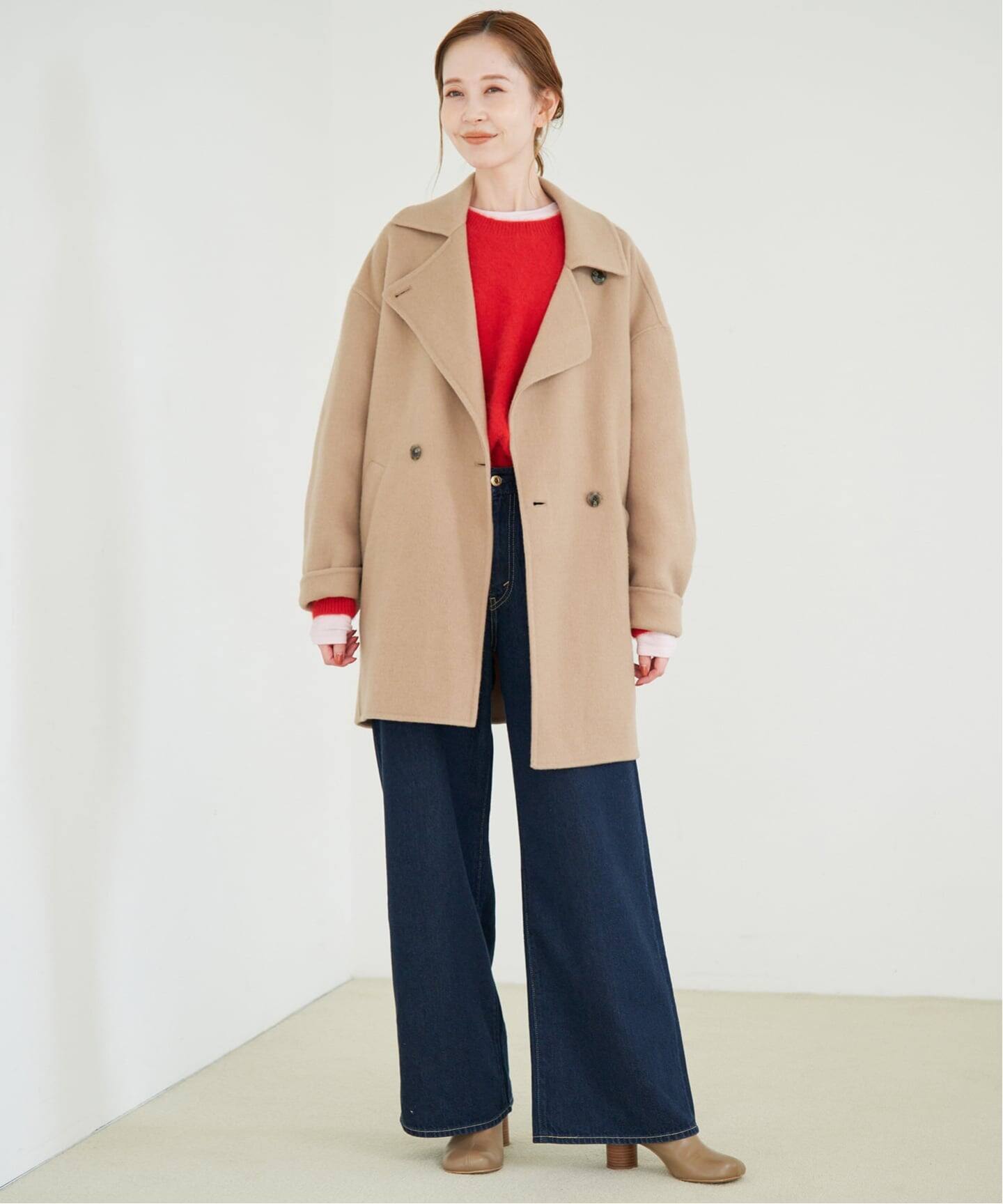 シリーズあり/追加予約》souple wool ダブルフェイスミドルコート