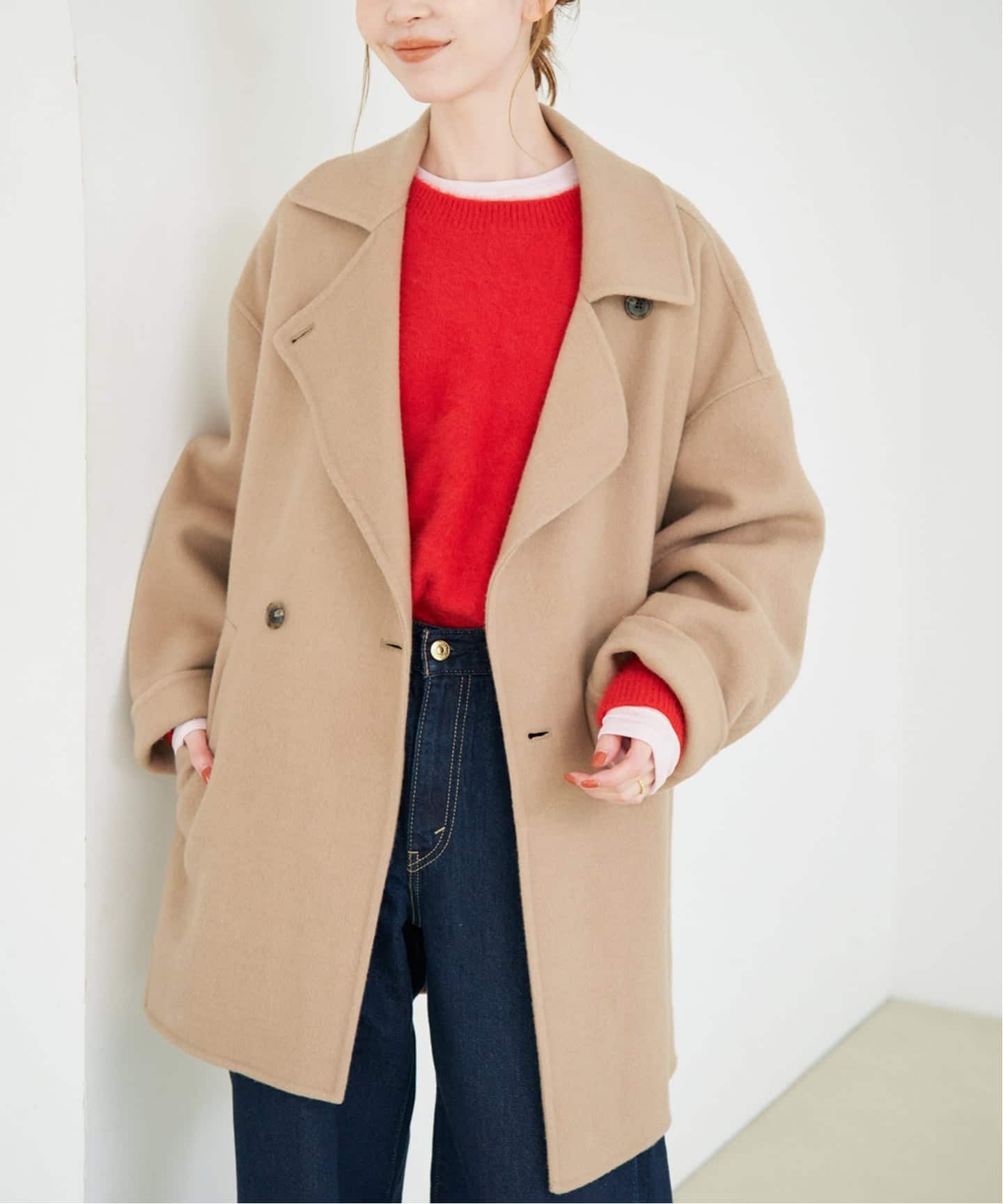 シリーズあり/追加》souple wool ダブルフェイスミドルコート