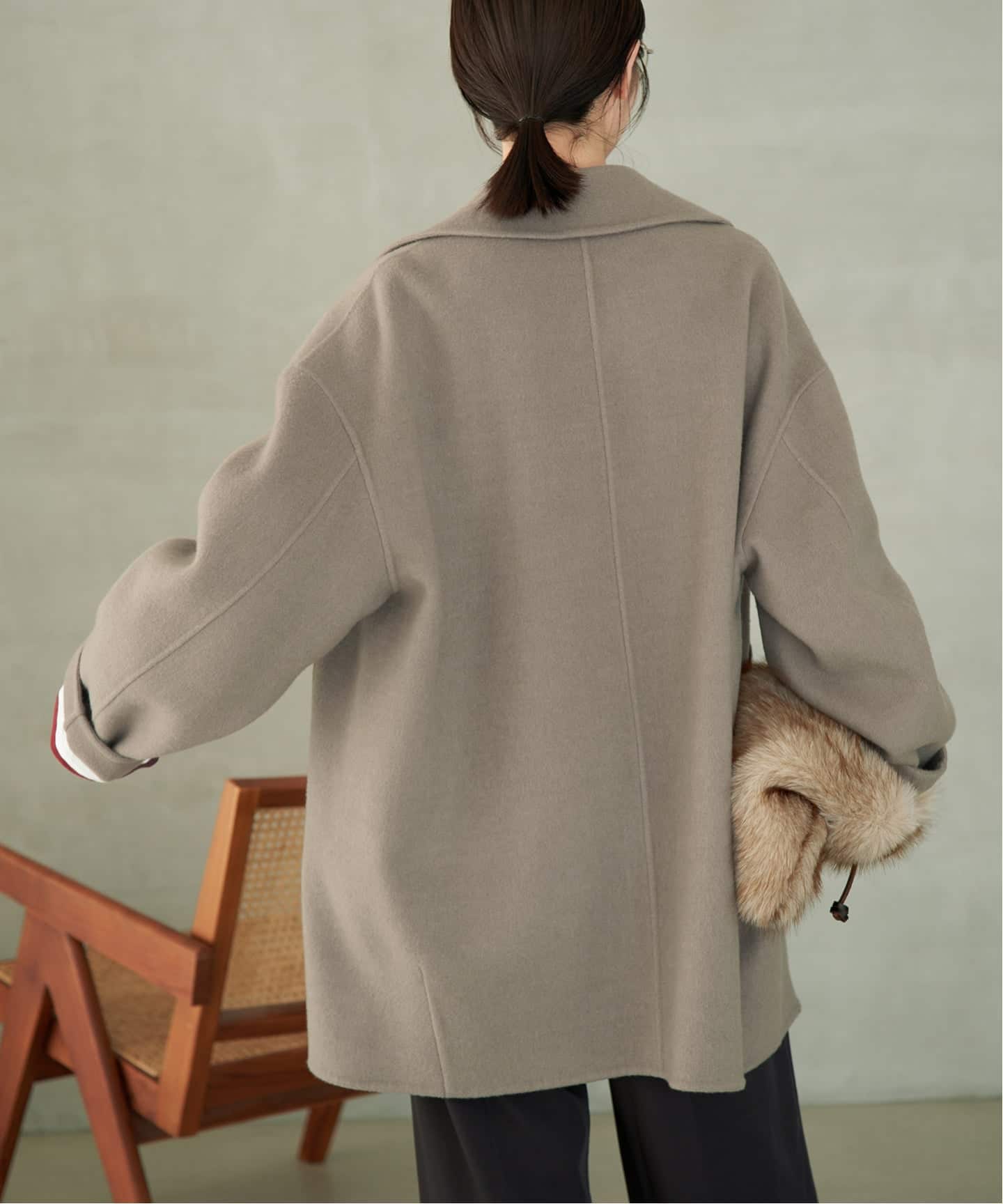シリーズあり/追加予約》souple wool ダブルフェイスミドルコート