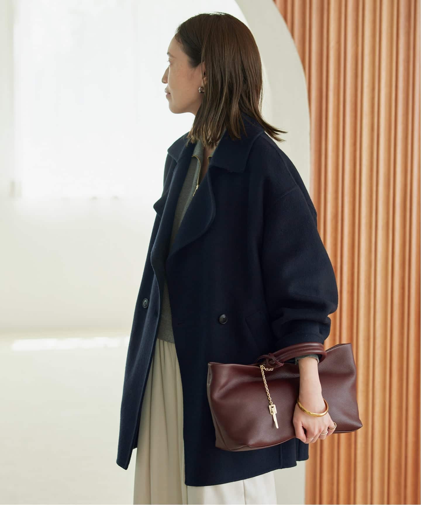 シリーズあり/追加予約》souple wool ダブルフェイスミドルコート