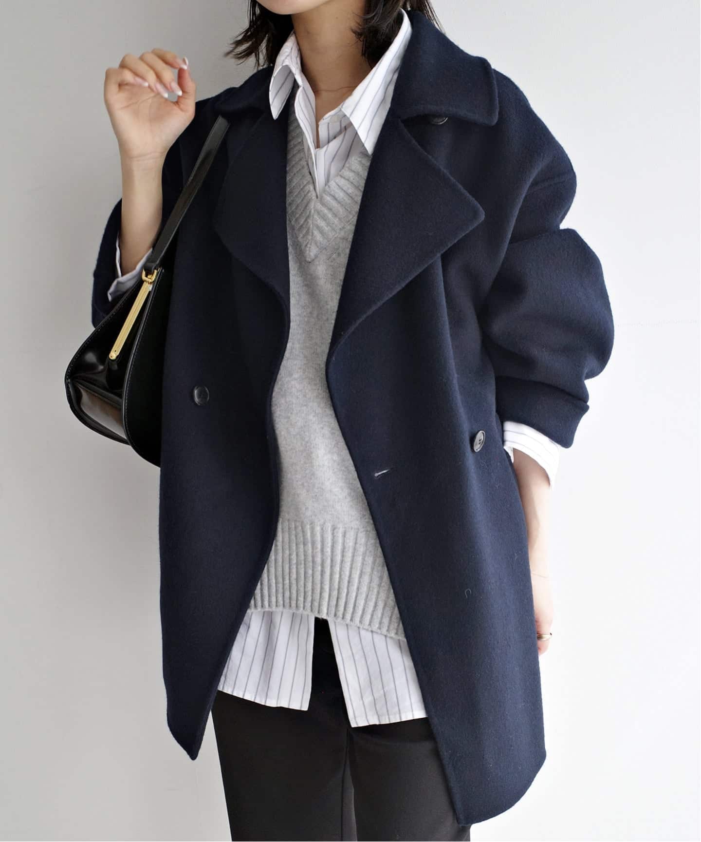 シリーズあり/追加予約》souple wool ダブルフェイスミドルコート