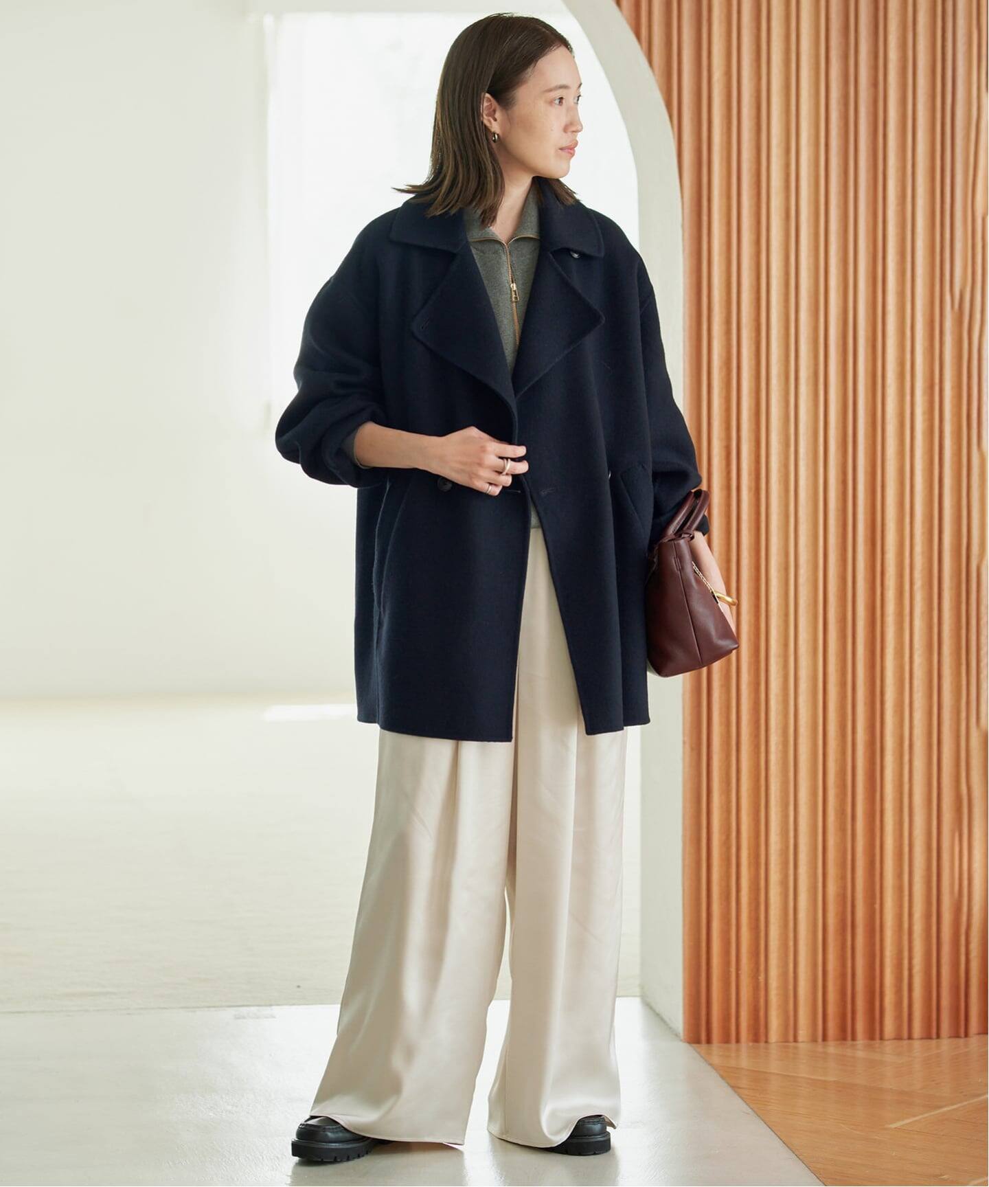 シリーズあり/追加予約》souple wool ダブルフェイスミドルコート
