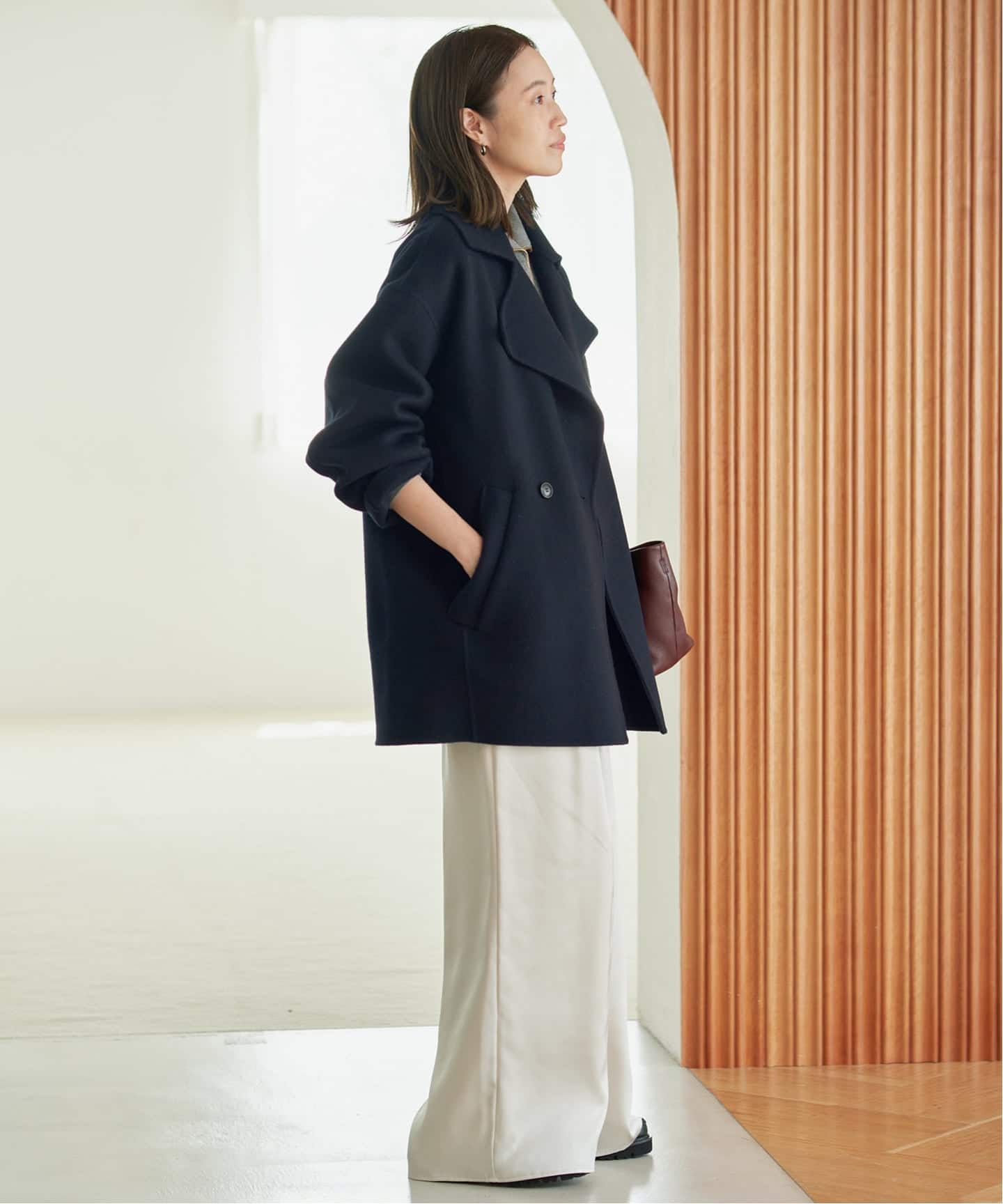 シリーズあり/追加予約》souple wool ダブルフェイスミドルコート