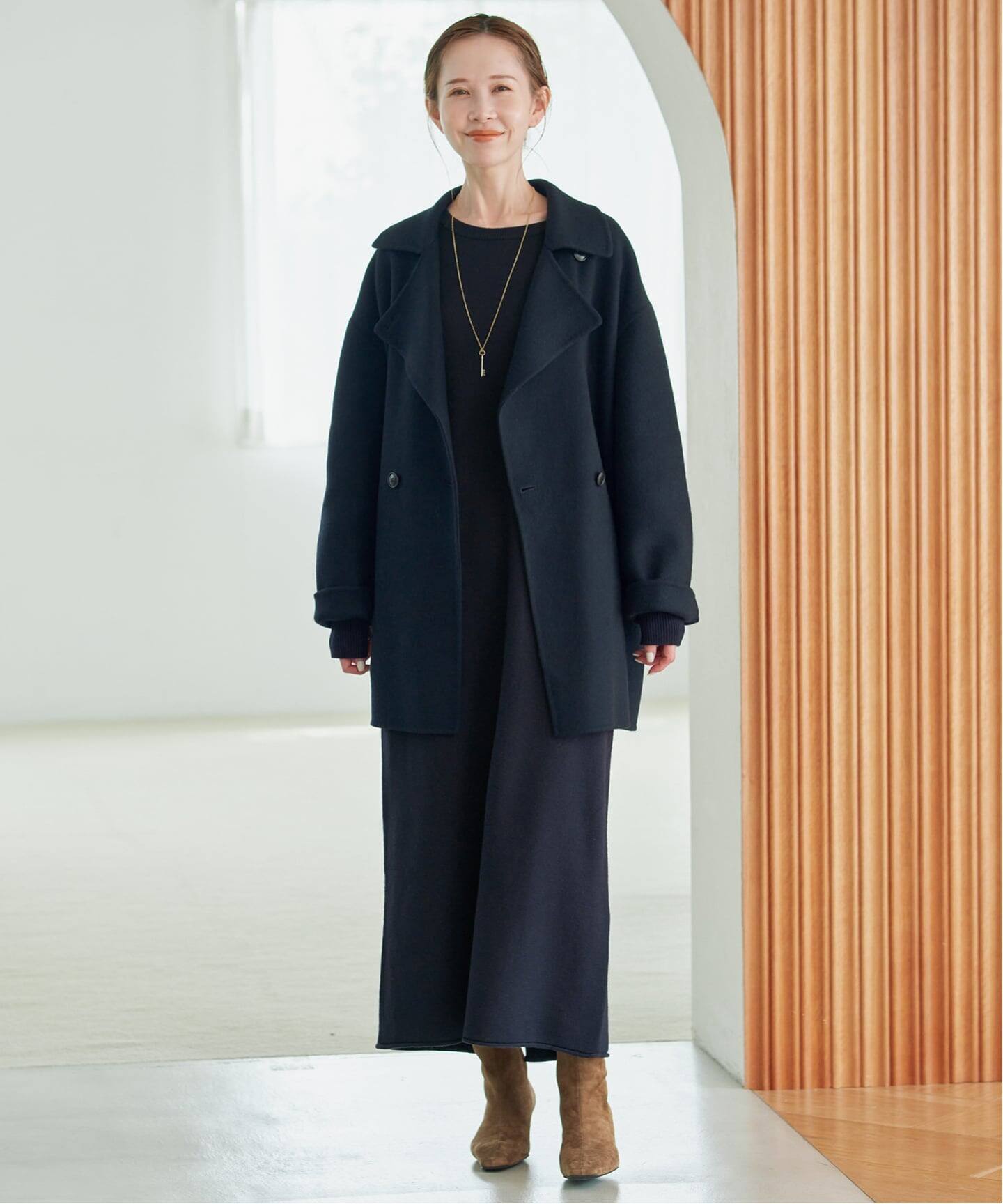シリーズあり/追加予約》souple wool ダブルフェイスミドルコート