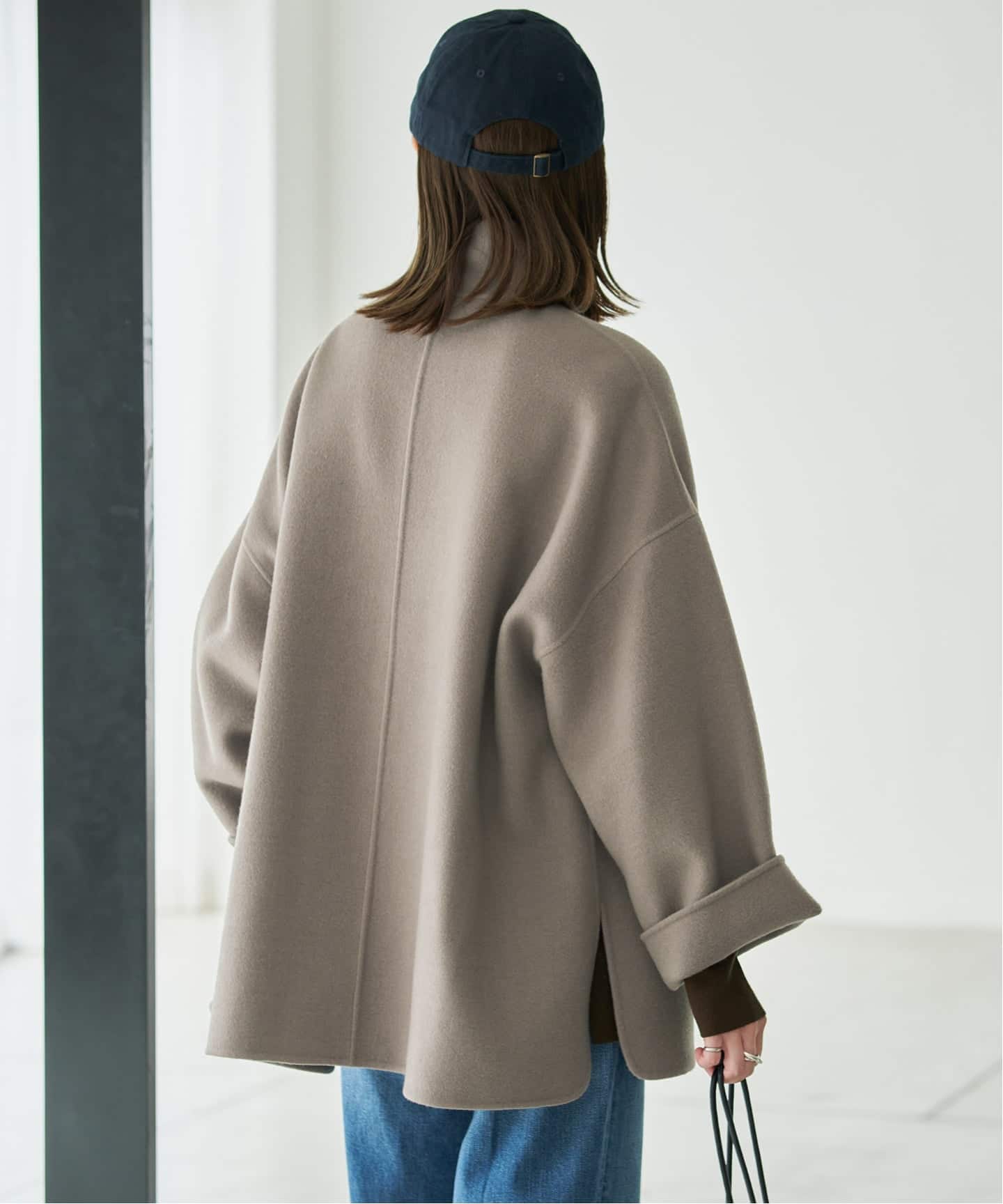 スローブイエナ souple wool ダブルフェイススタンドコート WEB・一部店舗限定/追加予約》souple woolダブルフェイススタンド