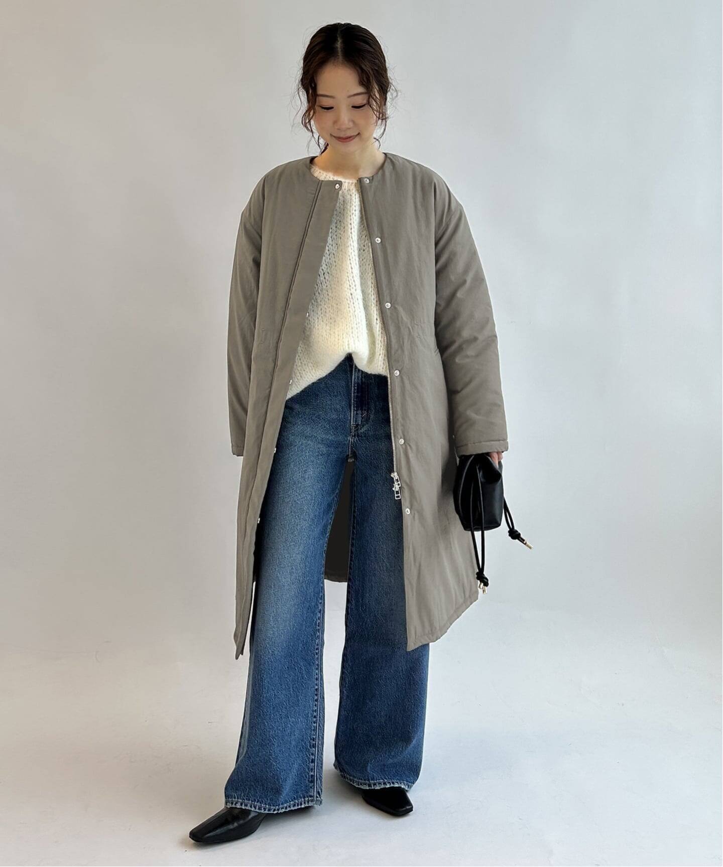 WEB限定/追加予約》中綿ストール付きノーカラーコート（中綿 