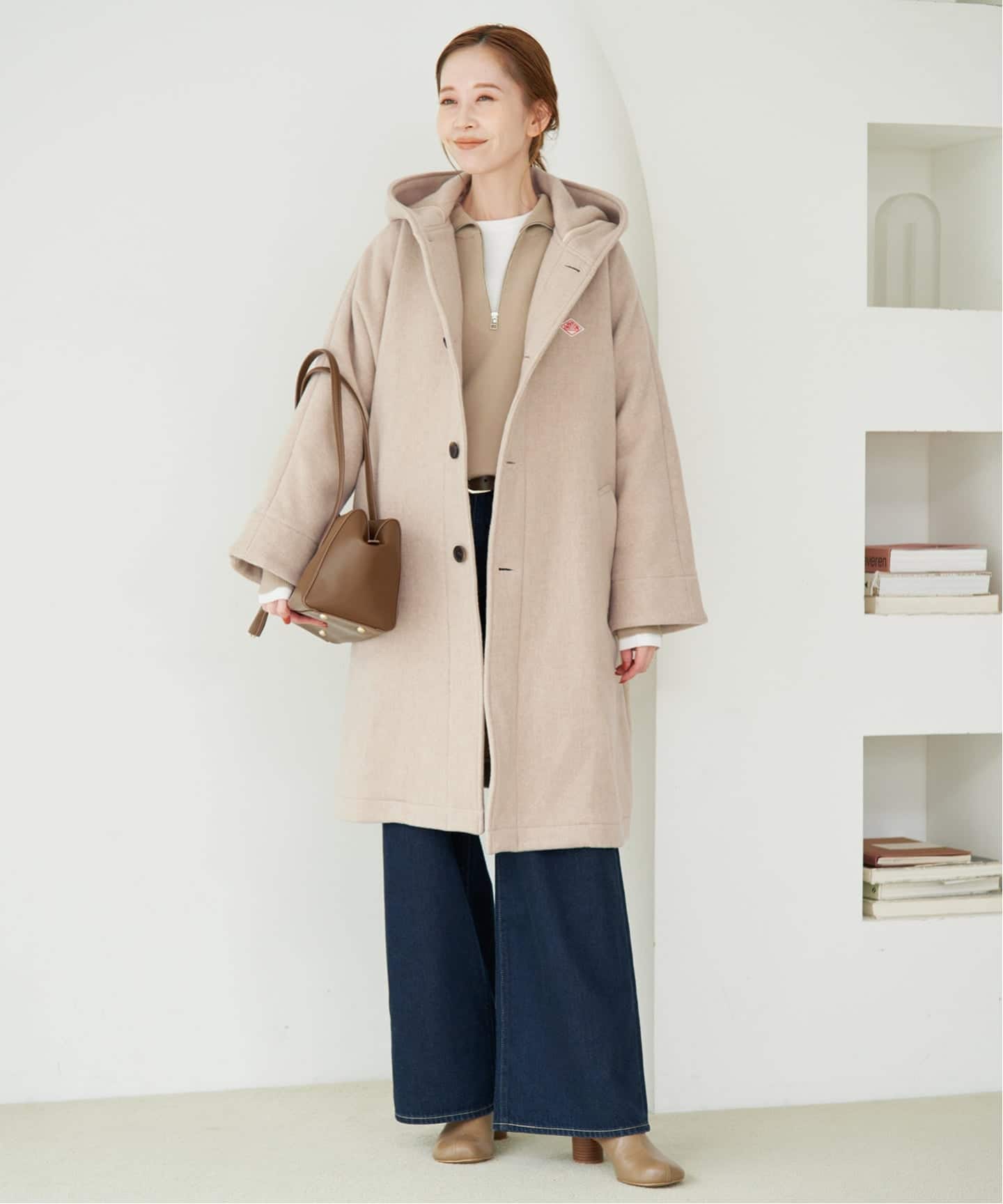 ダントン　新品タグ付き　ウール　フーデットコート　ゆったり　ベージュ　M～L相当 予約》DANTON/ダントン HOODED LONG COAT DT-A0708（フードコート