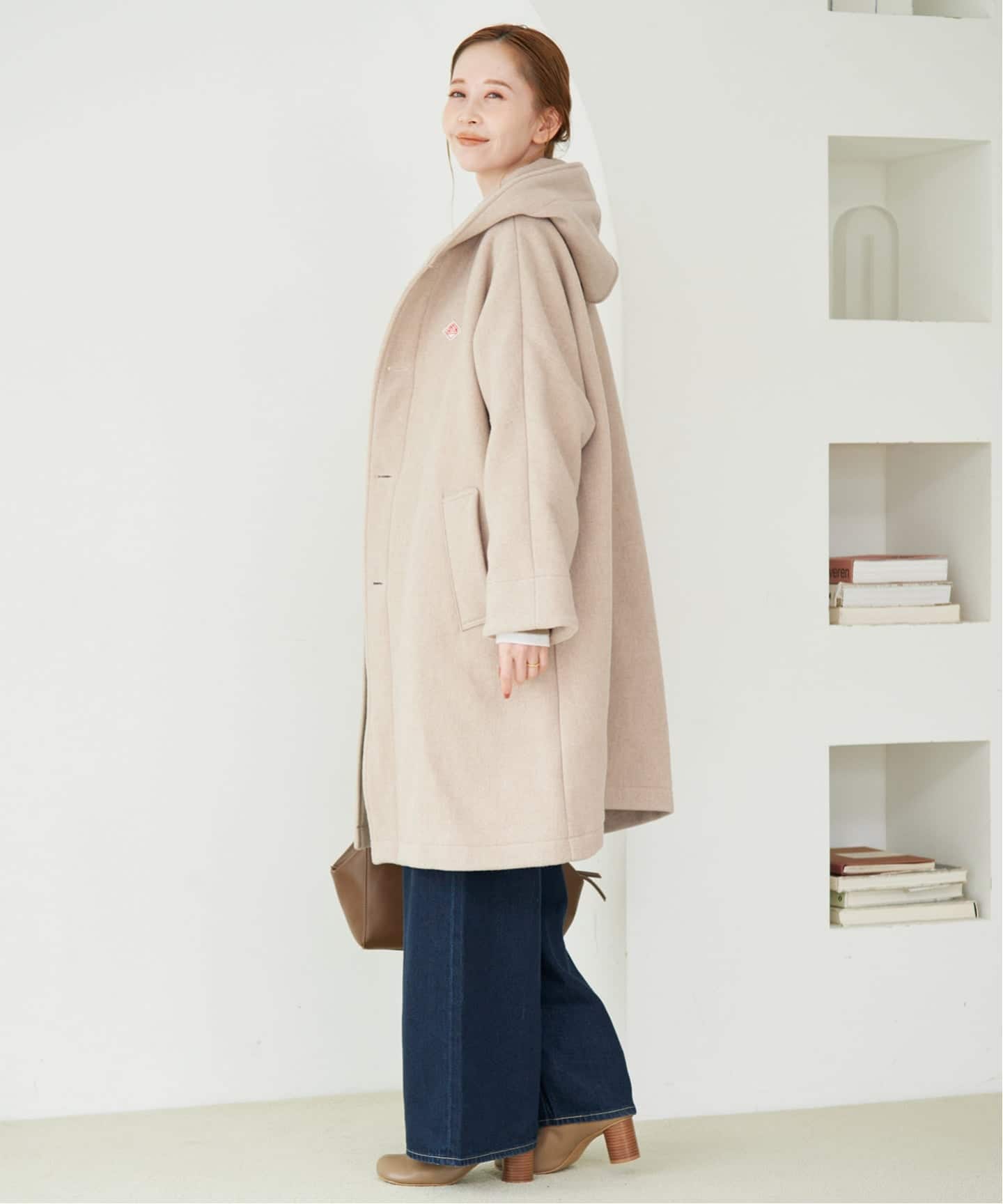 ダントン　新品タグ付き　ウール　フーデットコート　ゆったり　ベージュ　M～L相当 予約》DANTON/ダントン HOODED LONG COAT DT-A0708（フードコート
