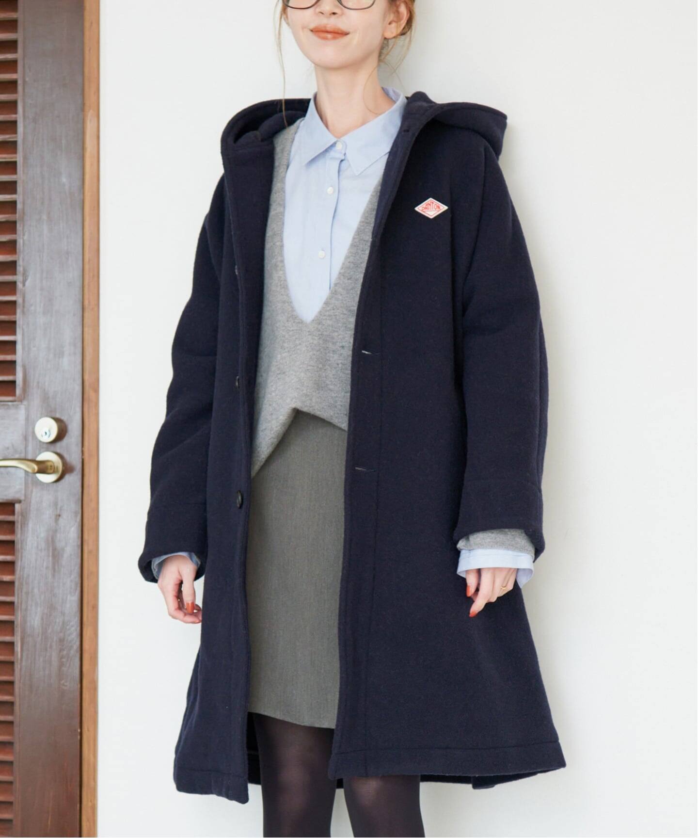 DANTON フード付きネイビーコート 予約》DANTON/ダントン HOODED LONG COAT DT-A0708（フードコート