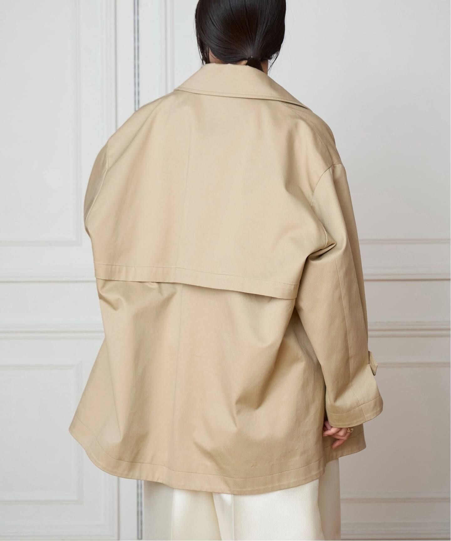 IENA LA BOUCLE コットンギャバジンステンカラーハーフコート（ステン