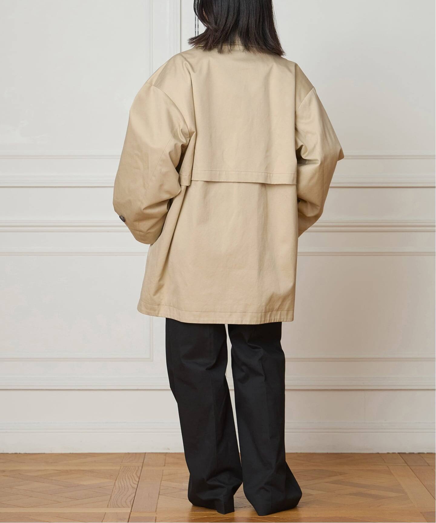 IENA LA BOUCLE コットンギャバジンステンカラーハーフコート（ステン