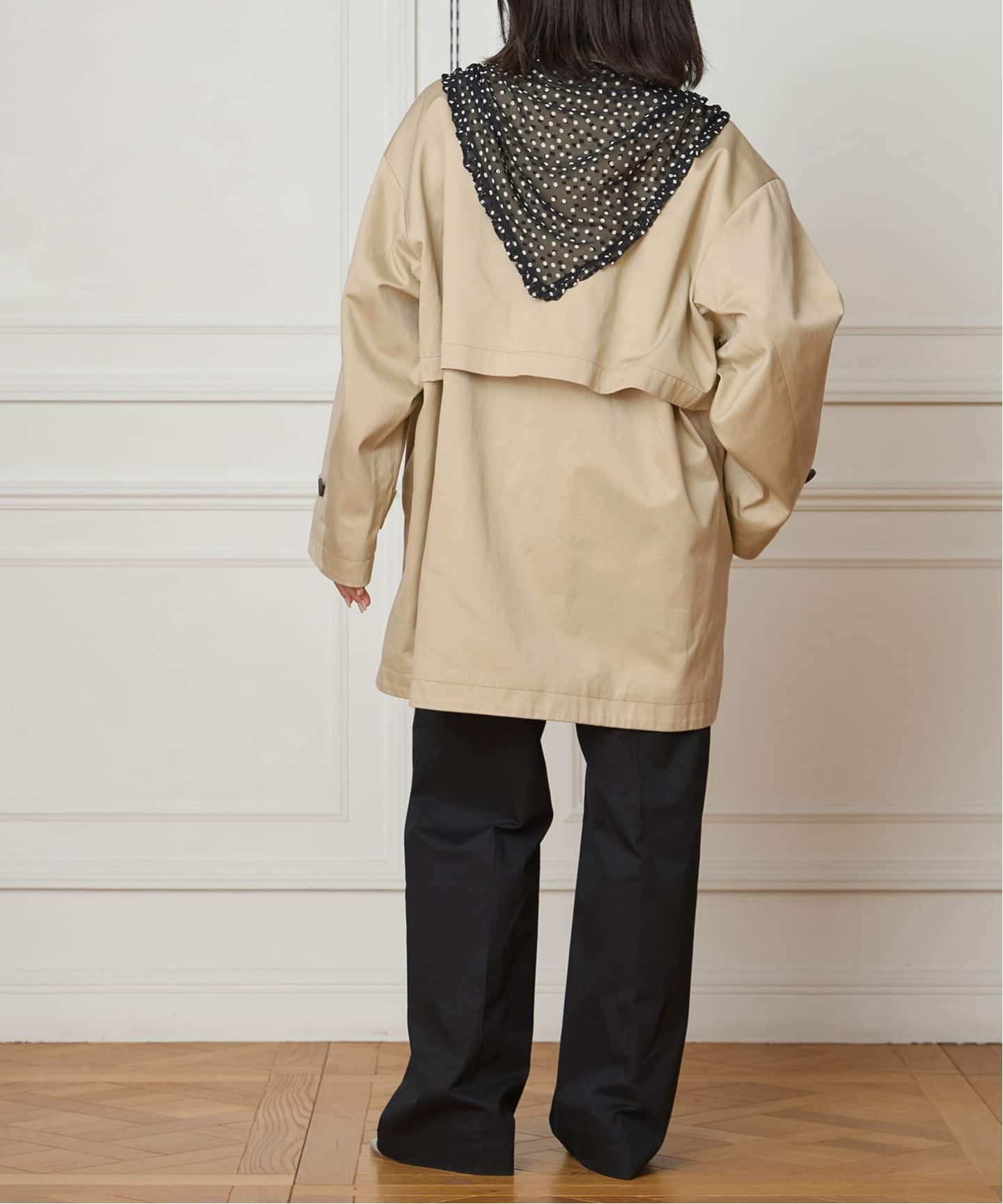 IENA LA BOUCLE コットンギャバジンステンカラーハーフコート（ステン