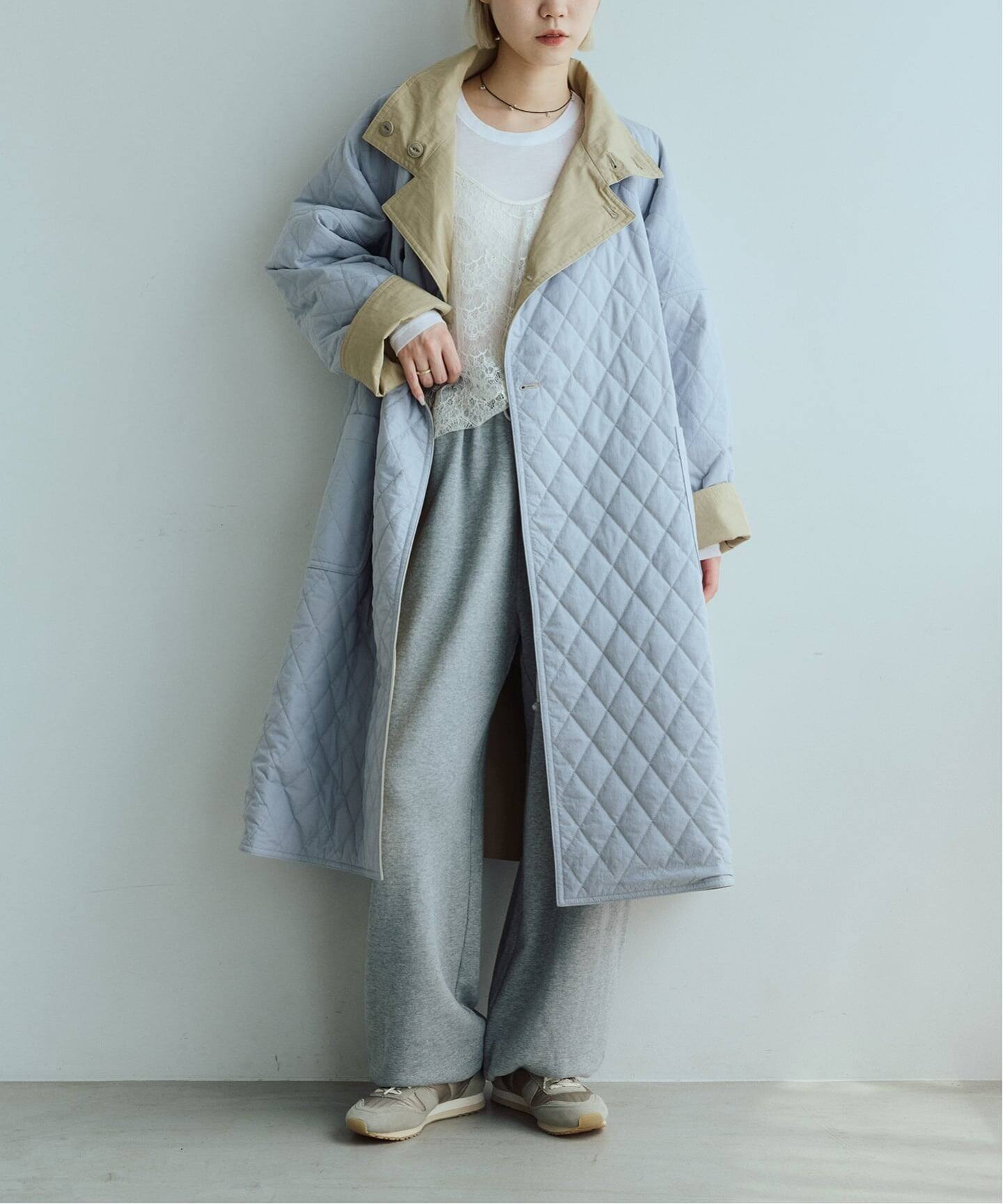 予約》IENA LA BOUCLE リバーパテットキルティングコート（中綿 