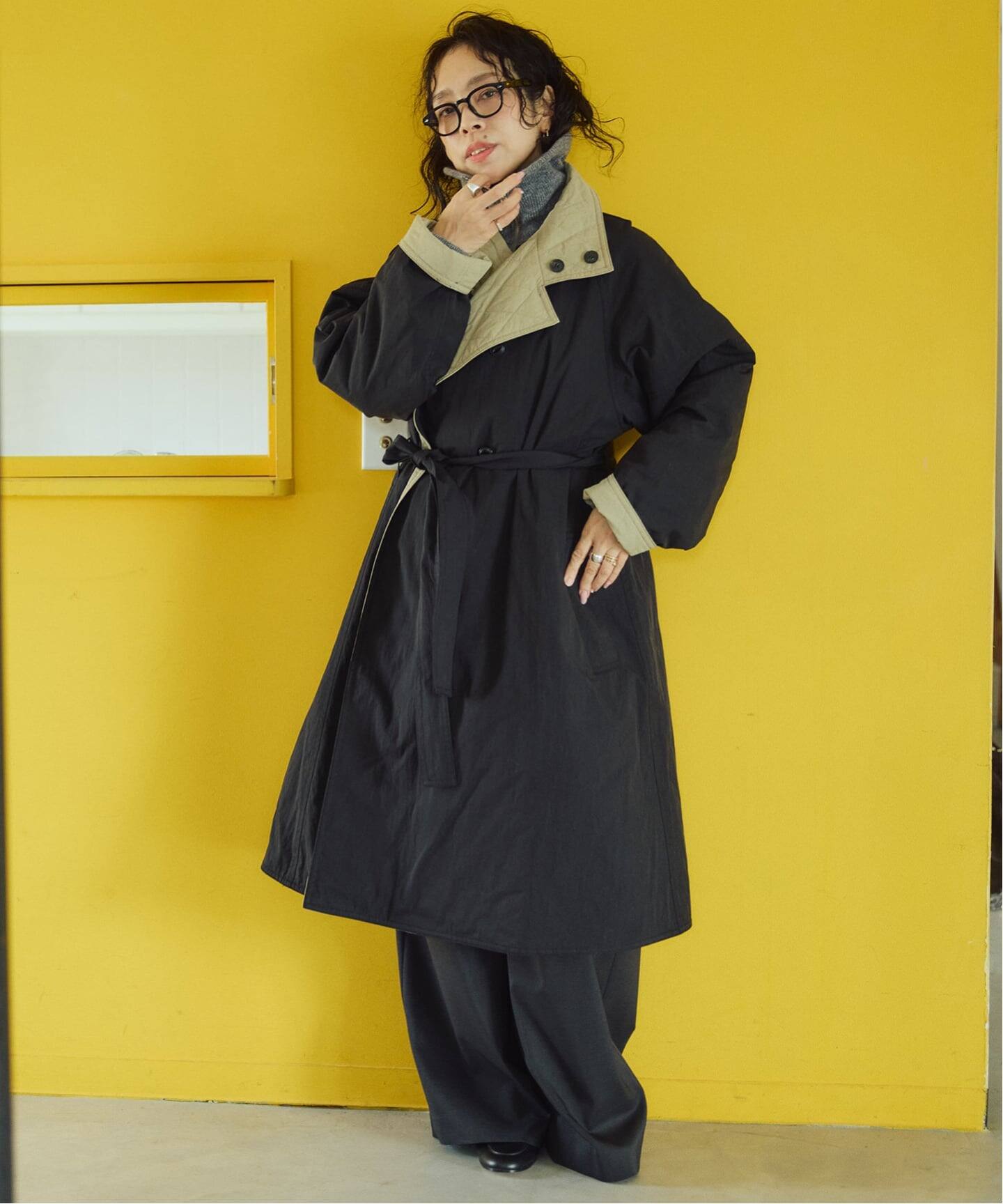 予約》IENA LA BOUCLE リバーパテットキルティングコート（中綿 