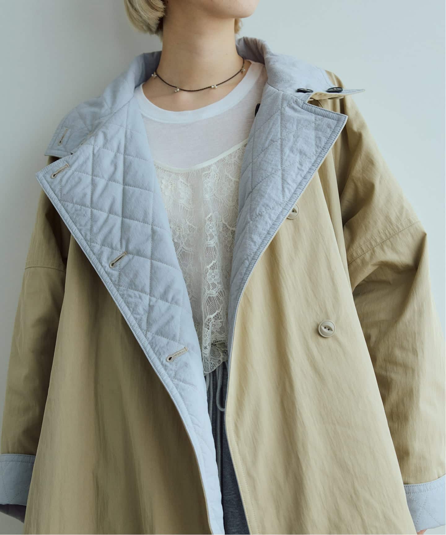 予約》IENA LA BOUCLE リバーパテットキルティングコート（中綿